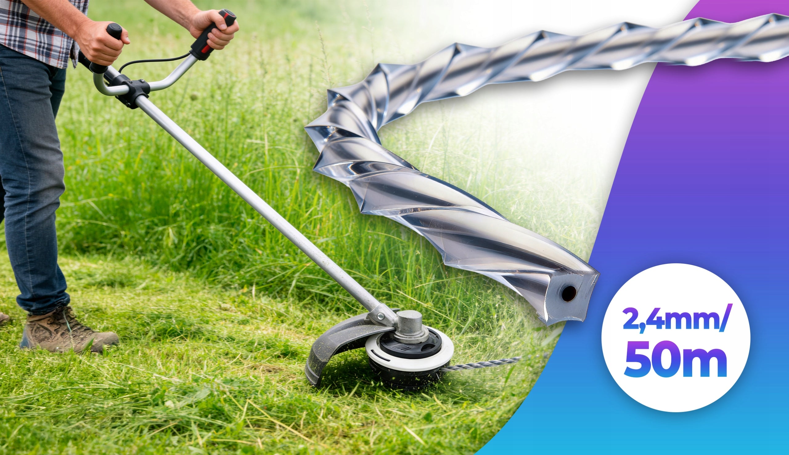REINFORCED CUTTING LINE 2,4mm 50M TWISTED FOR GRASS CUTTER SCYTHE Packaging status original