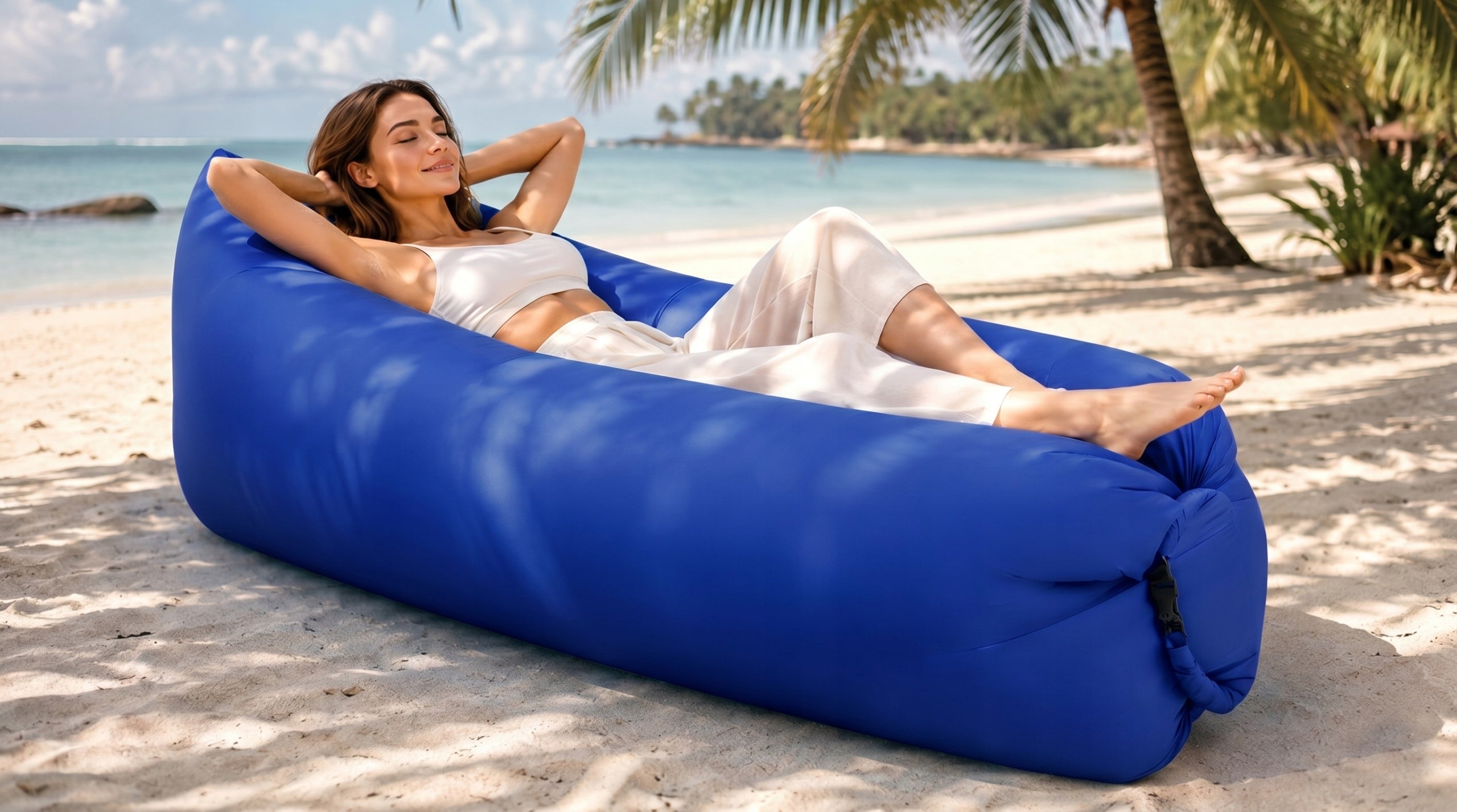 REINFORCED LAZY BAG AIR SOFA INFLATABLE MATTRESS LOUNGER XXL + BAG 200KG Packaging status original