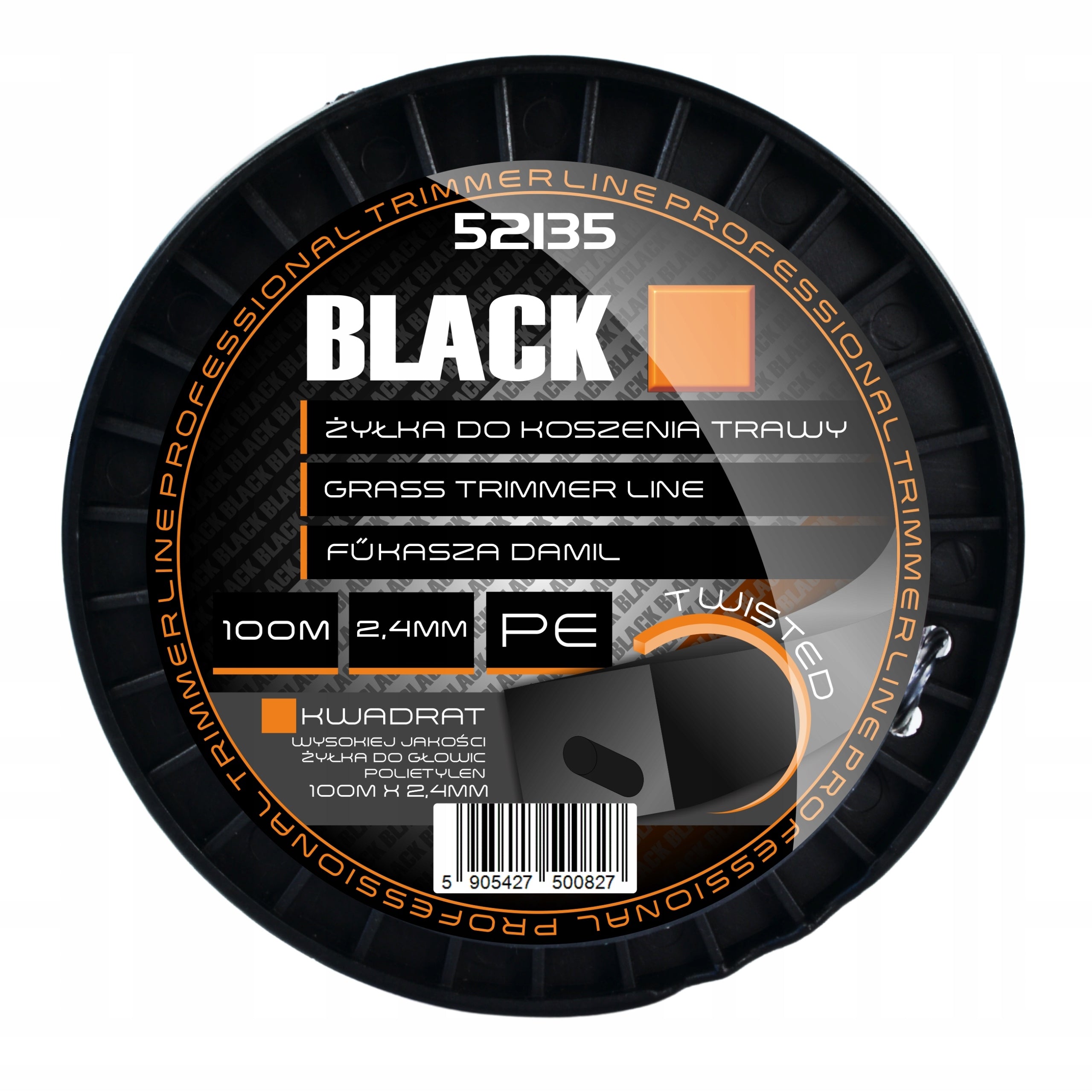 REINFORCED LINE FOR TRIMMER 2,4MM x 100M - PROFESSIONAL, DURABLE Brand Black