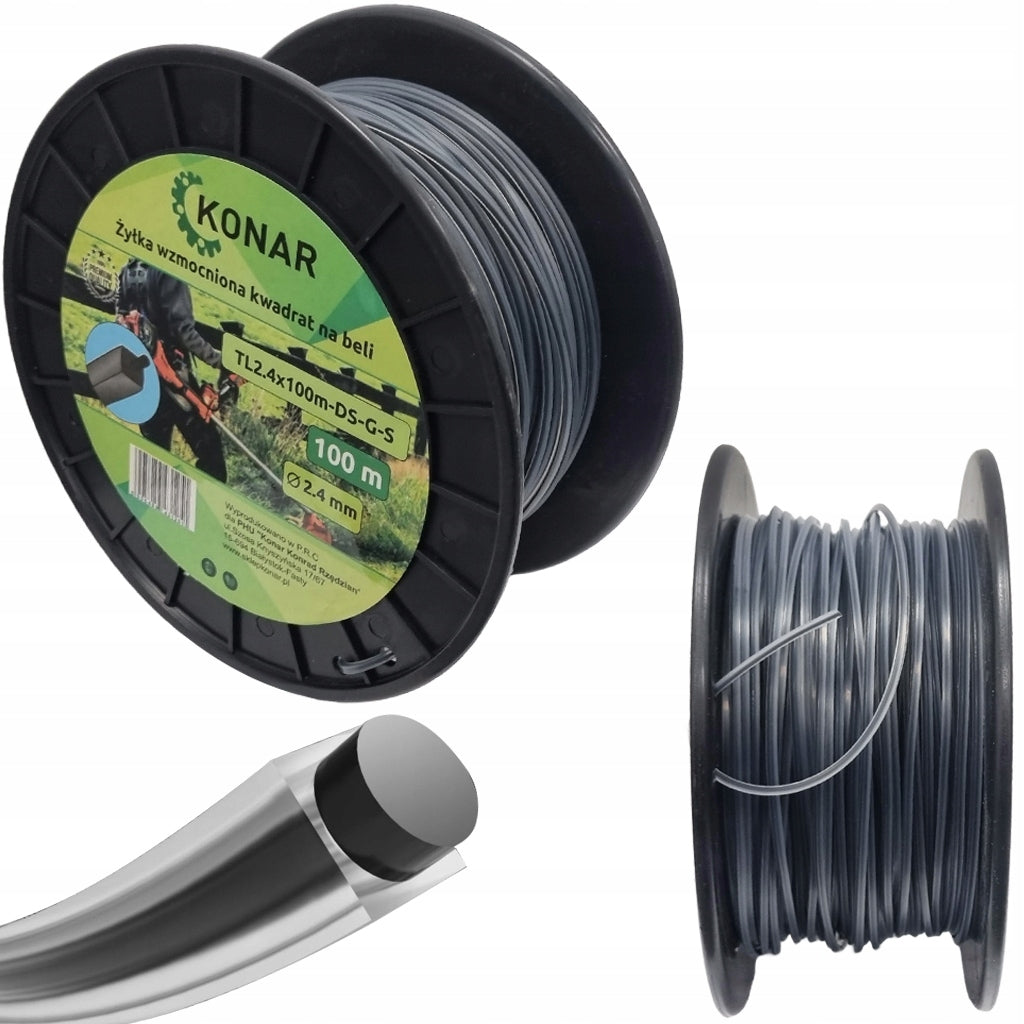 REINFORCED SCYTHE LINE WITH WIRE 2,4MM 100M REINFORCED Brand Konar