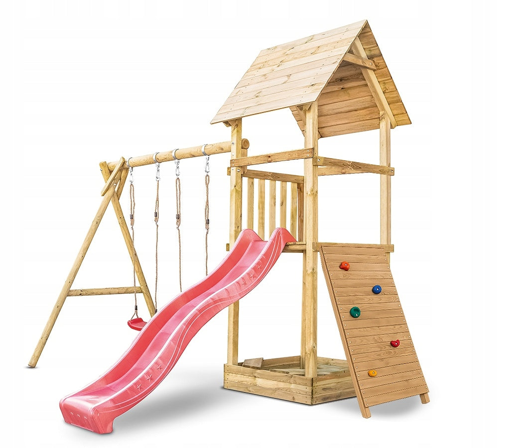 REINFORCED Tower Square toys Alex sandbox, slide, swing and wall XL Brand Wood&Play