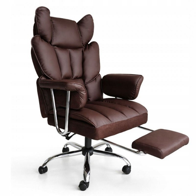 RELAX PRO swivel office chair with footrest - eco-leather brown dark KO5 Brand Ecarla