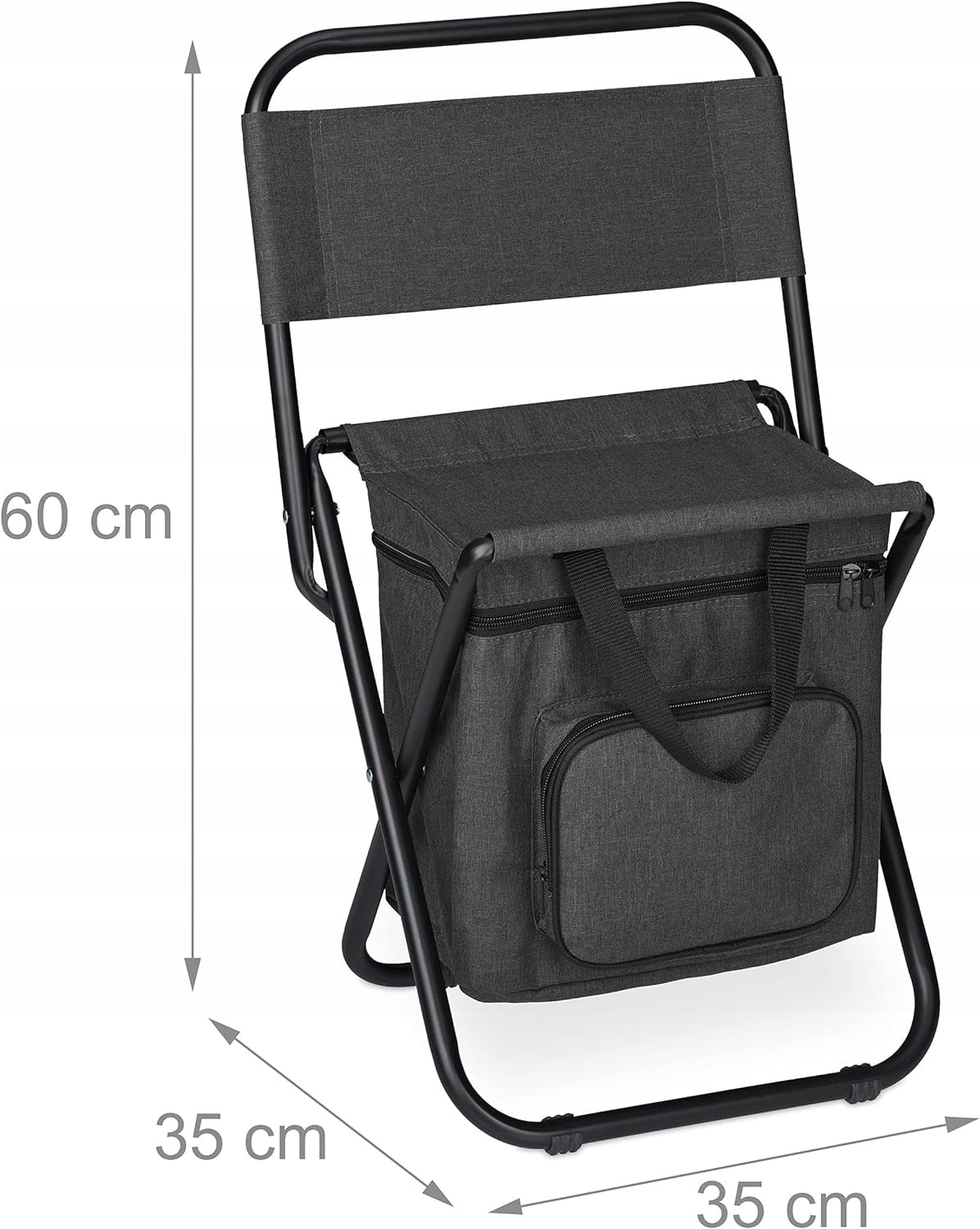 RELAXDAYS FOLDING STOOL HIKING CHAIR BLACK WITH STORAGE UP TO 120KG Packaging status original