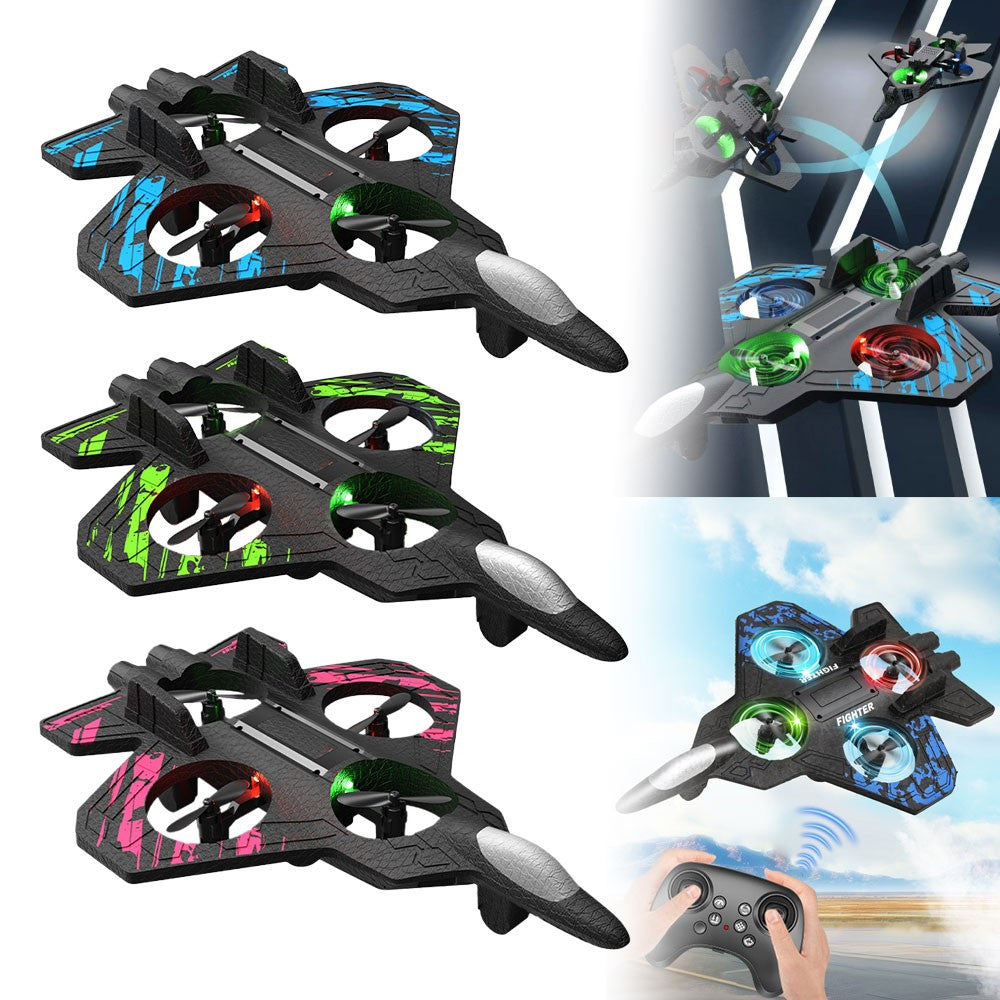REMOTE CONTROLLED AIRCRAFT DRONE RC MODEL FLYING JET PILOT LED 360 2x aku Packaging status original