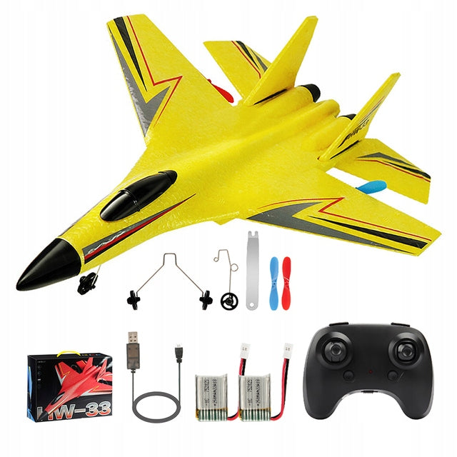 REMOTE CONTROLLED AIRCRAFT YELLOW ON REMOTE CONTROL RC Packaging status original