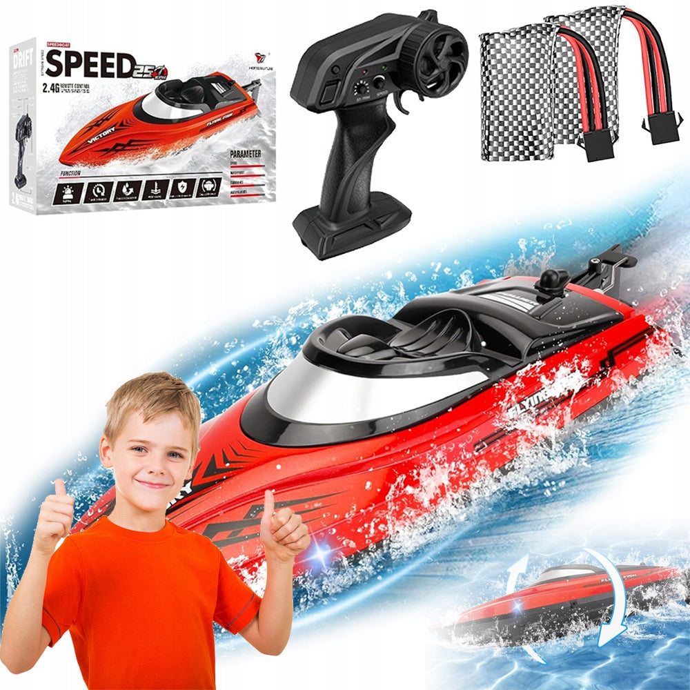 REMOTE CONTROLLED BOAT RC 2.4GHZ RANGE 100M WATERPROOF LED BEACH