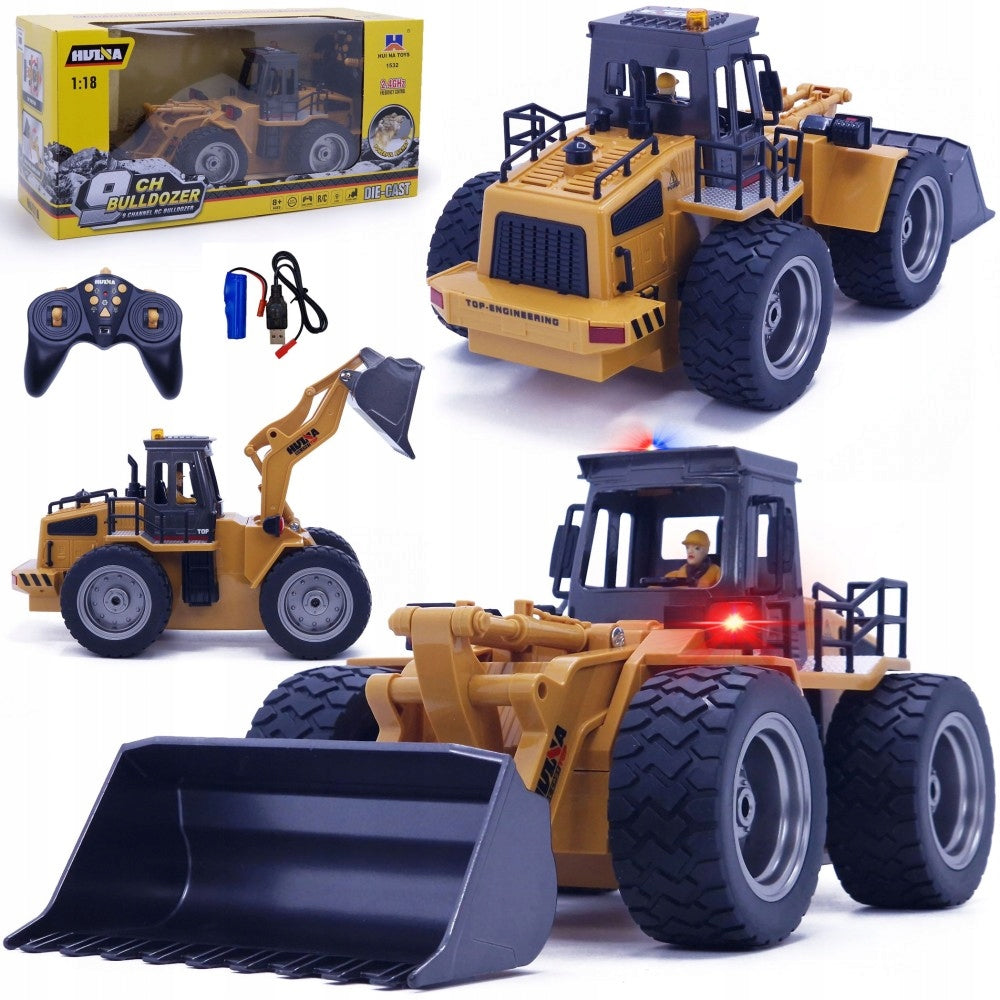 REMOTE CONTROLLED BULLDOZER LOADER BULLDOZER HUINA ON REMOTE CONTROL LEDY