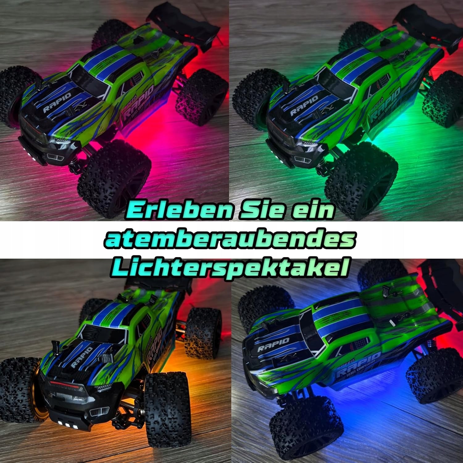 REMOTE CONTROLLED CAR 1:18 4WD 32 KM/H OFF-ROAD RGB GREEN EAN (GTIN) 5901347379826