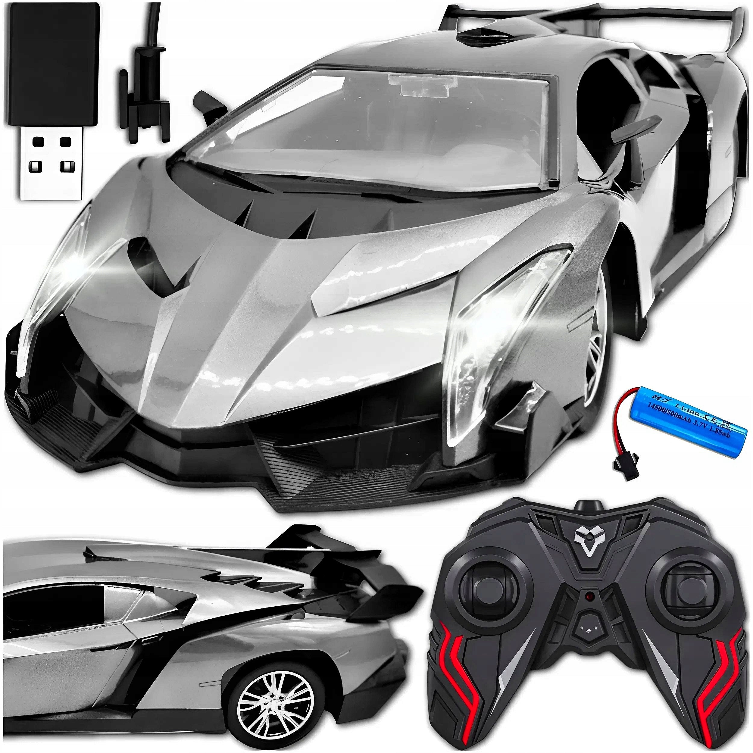 REMOTE CONTROLLED CAR AUTO RC FAST SPORTS LIGHTS GREY Manufacturer code STEROWANY NA PILOTA AUTO RC SZYBKI SPORTOWY
