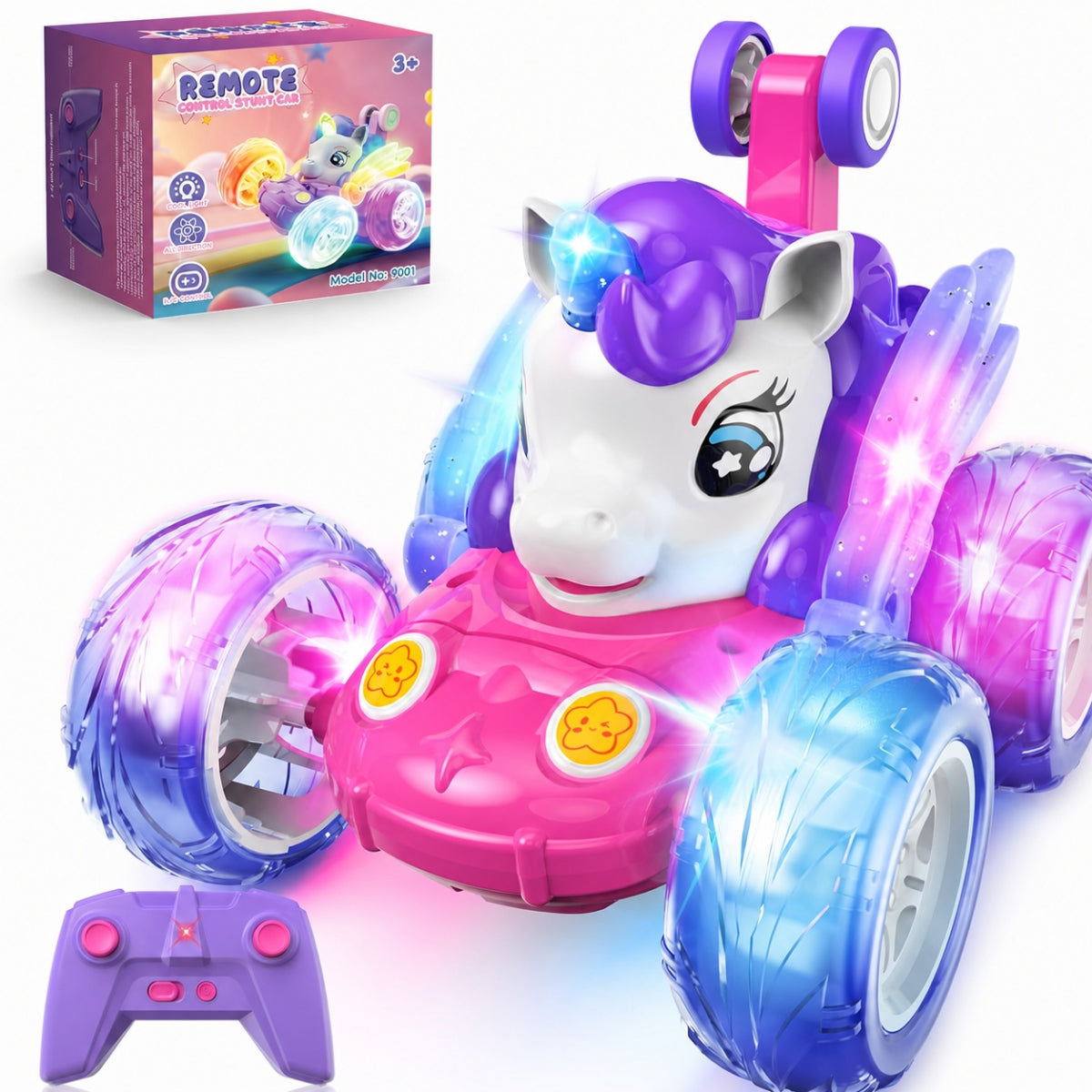 REMOTE CONTROLLED CAR FOR CHILDREN UNICORN 360° Kid's age 3+ years
