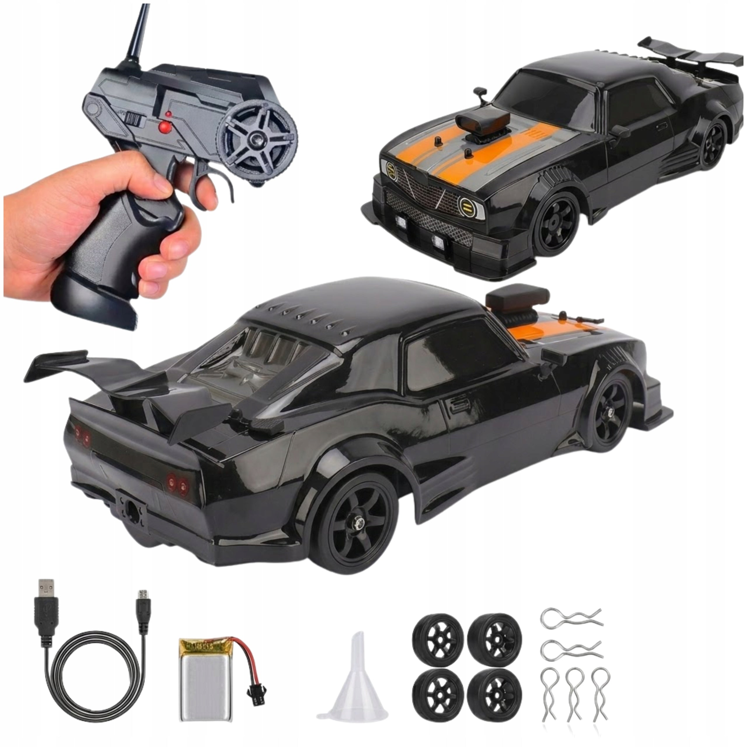 REMOTE CONTROLLED CAR FOR DRIFTING ON REMOTE CONTROL LARGE CAR RC LED SMOKE 1:16 Packaging status original