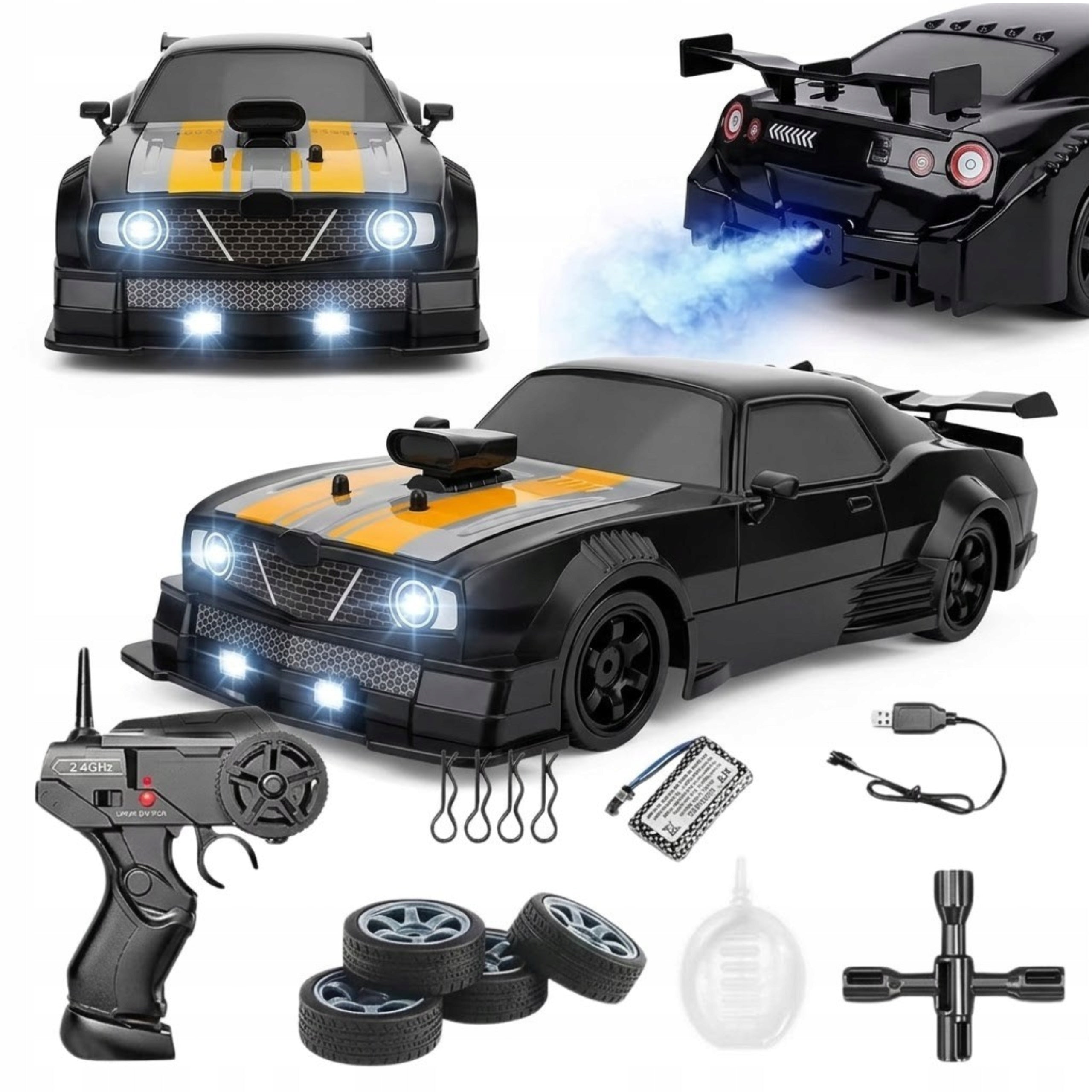 REMOTE CONTROLLED CAR FOR DRIFTING ON REMOTE CONTROL LARGE CAR RC LED SMOKE 1:16