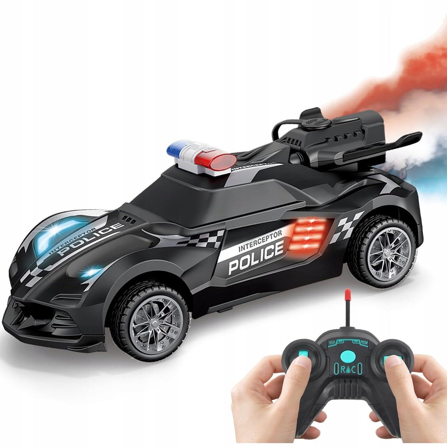REMOTE CONTROLLED CAR POLICE CAR RC POLICE CAR PILOT SMOKE LED GIFT Manufacturer code YBQ23287V