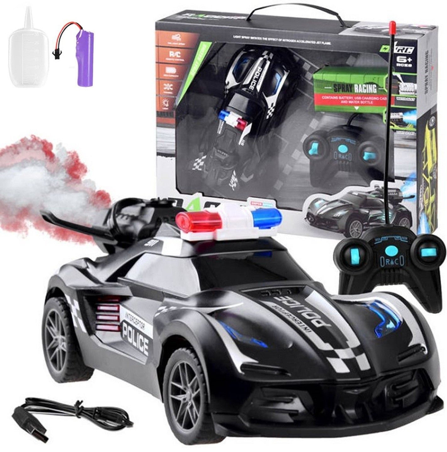 REMOTE CONTROLLED CAR POLICE CAR RC POLICE CAR PILOT SMOKE LED GIFT
