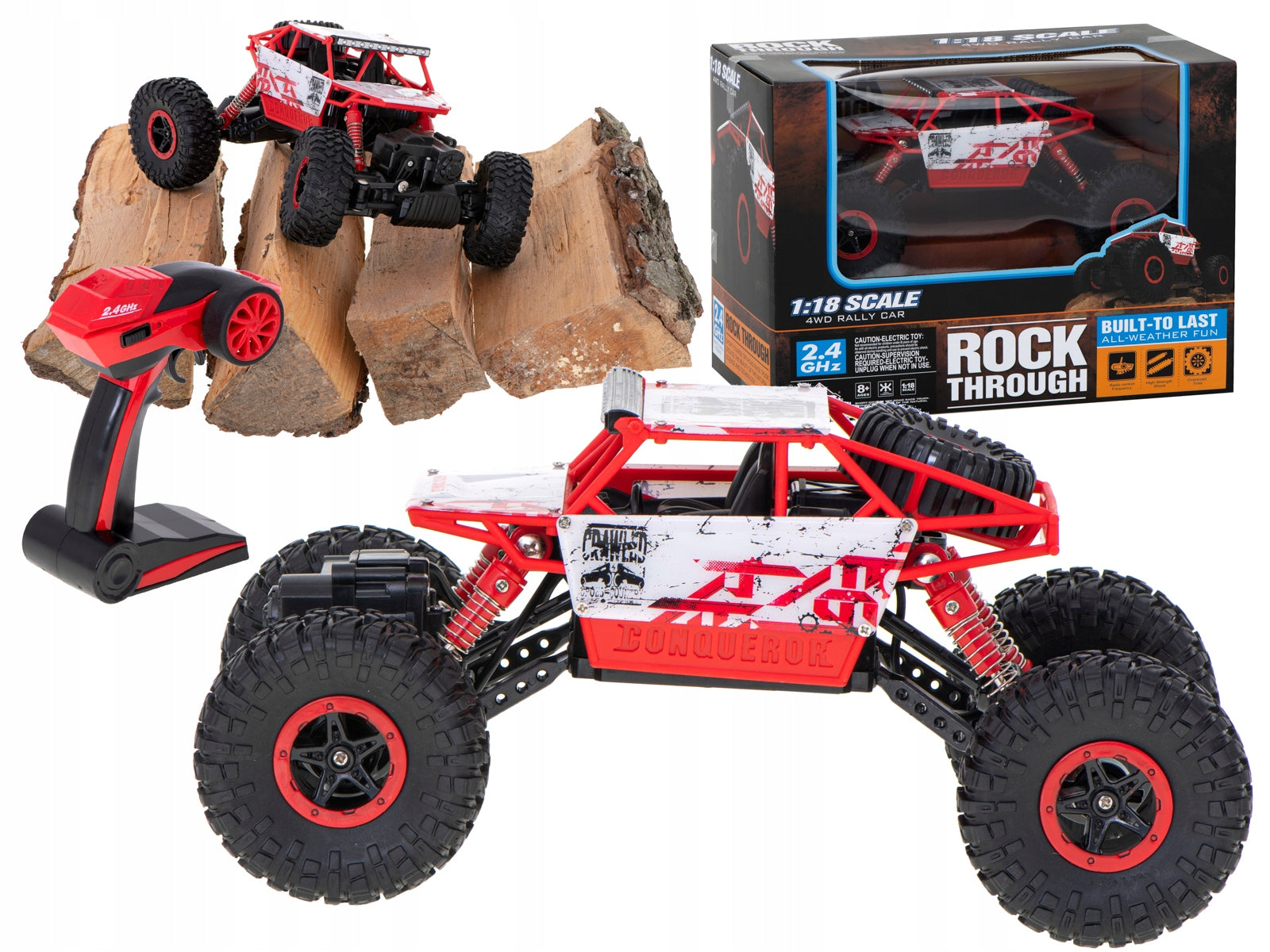 REMOTE CONTROLLED LARGE OFF-ROAD CAR AUTO RC 4x4 TOY FOR CHILD Color red