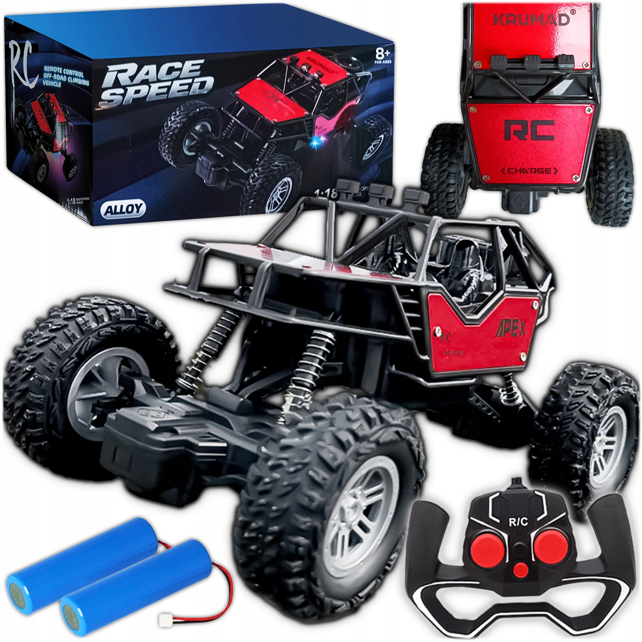 REMOTE CONTROLLED OFF-ROAD CAR LARGE FOR CHILDREN AUTO RC + 2 BATTERIES
