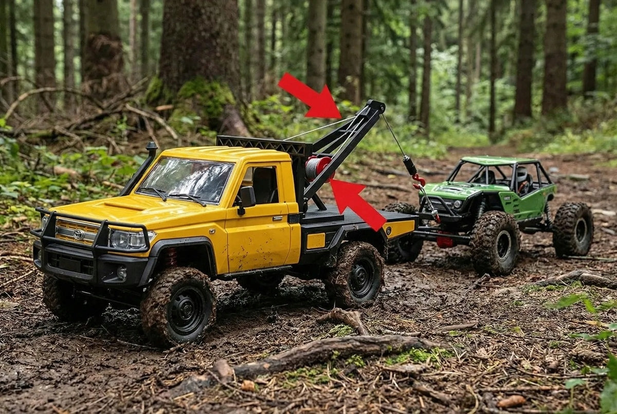 REMOTE CONTROLLED OFF-ROAD CAR TOYOTA TUGBOAT WITH WINCH MN-82T Manufacturer code MN-82T_YELLOW