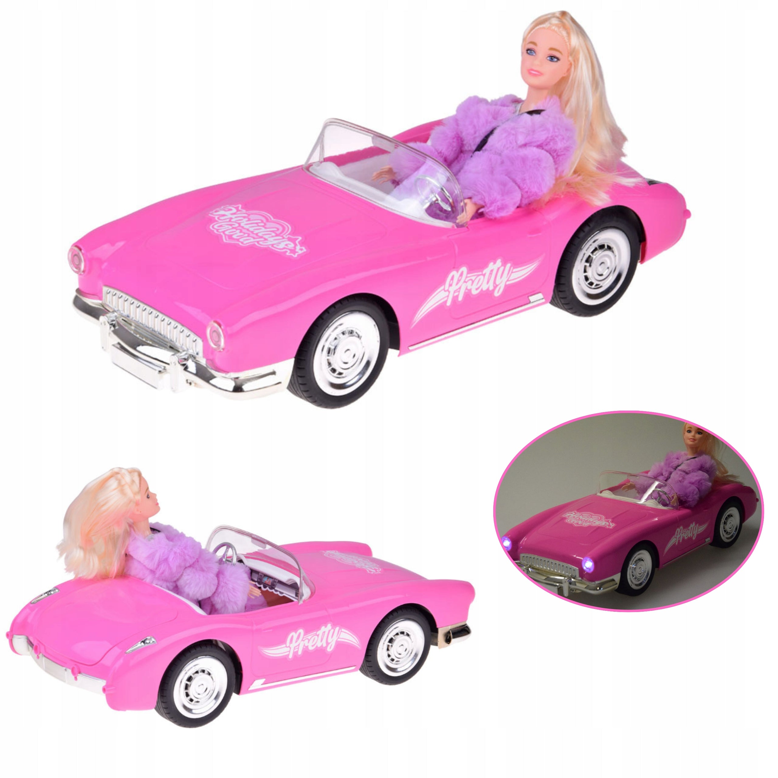 REMOTE CONTROLLED PINK REMOTE CONTROL CAR WITH DOLL LIGHT SOUND EFFECTS