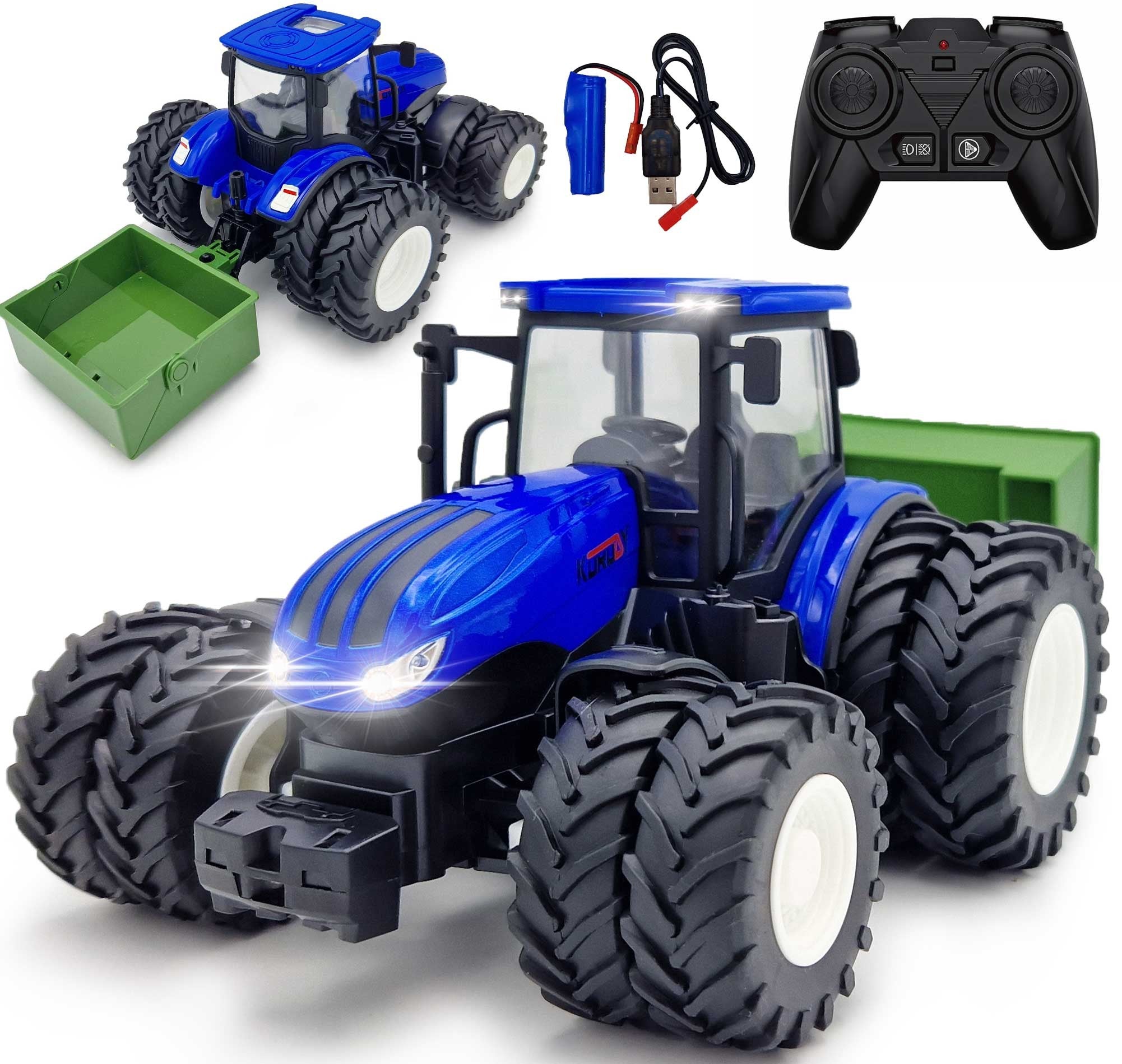 REMOTE CONTROLLED TRACTOR WITH RC BOX FOR REMOTE CONTROL LED LIGHT BL
