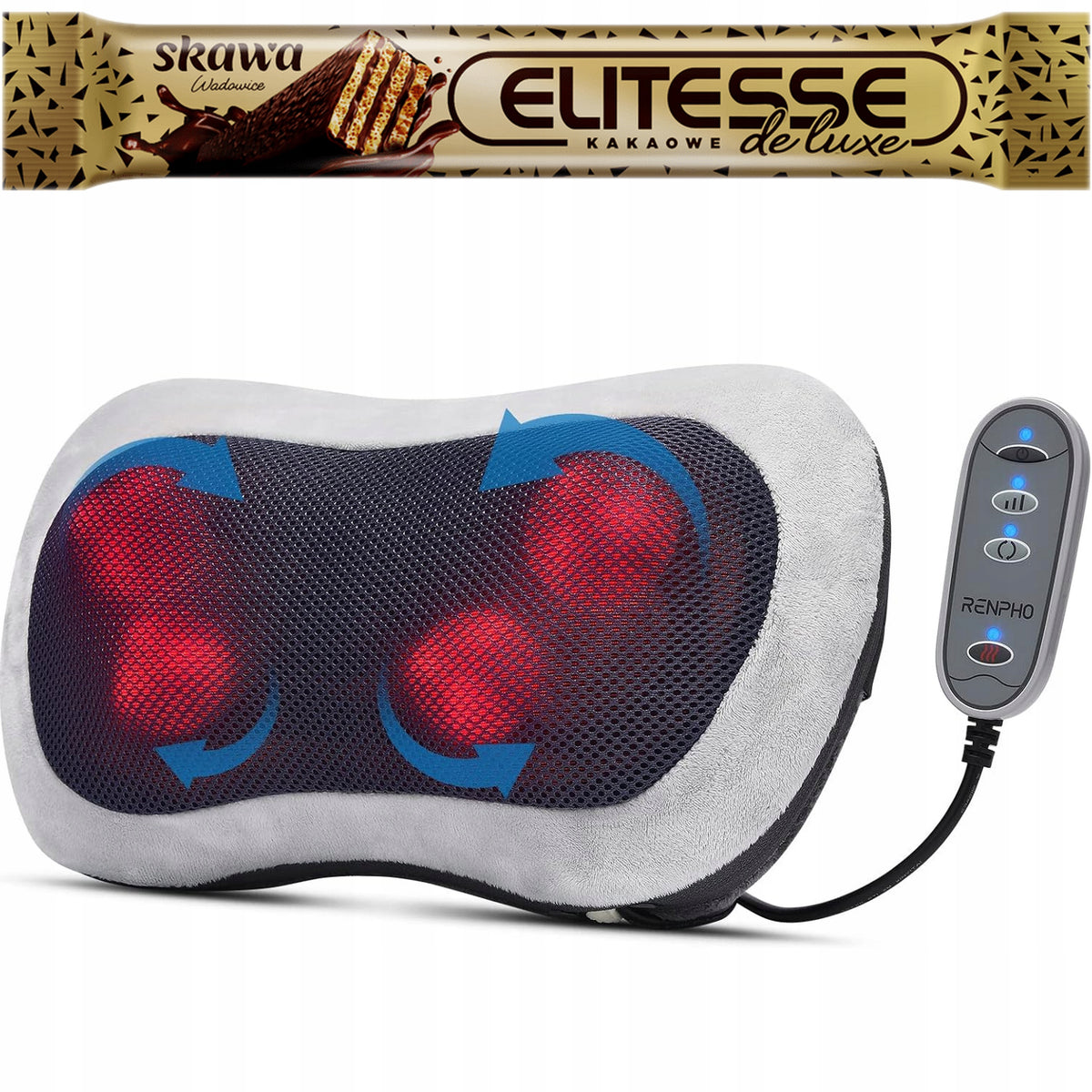 RENPHO Back Massager with Heat Neck Massage Pillow KNEADS 3 Speeds