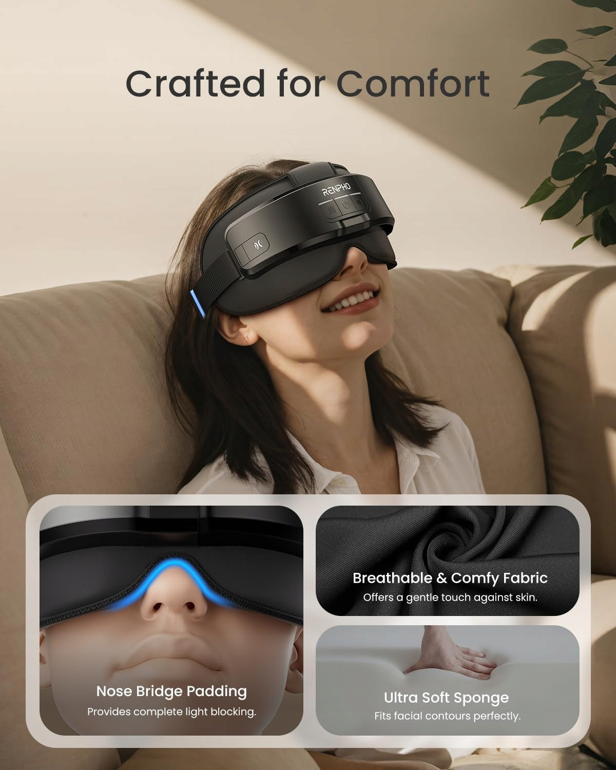 RENPHO Eyeris Masc 2 in 1 Head and Eye Massager with Heating Function Brand Renpho