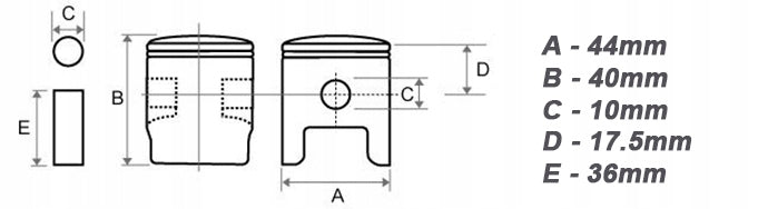 REPAIR KIT CYLINDER PISTON FOR COMBUSTION SCYTHE 44MM NAC DEMON LEADER EAN (GTIN) 5906284257176