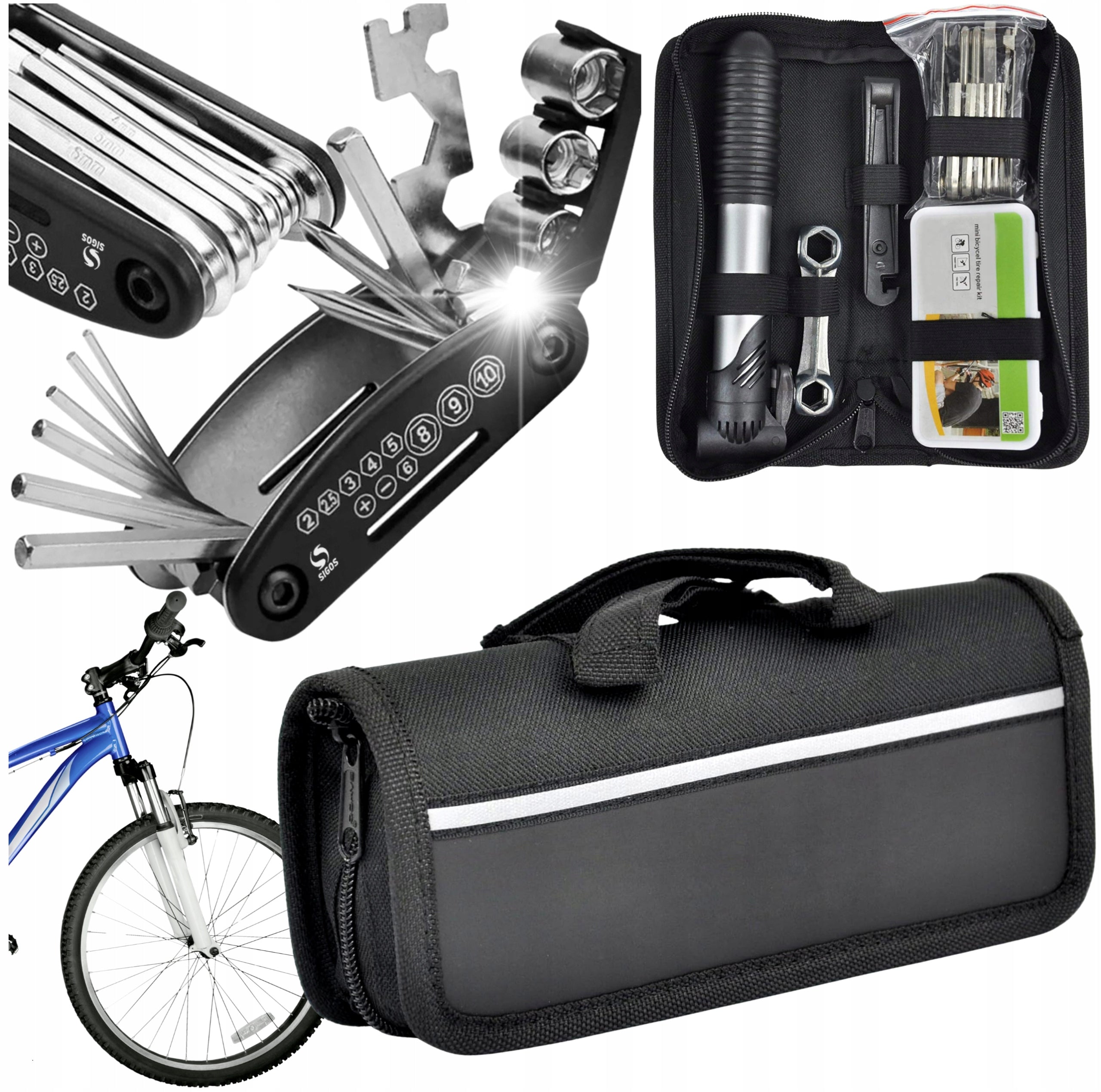 REPAIR KIT FOR BIKE MULTIFUNCTIONAL PATCHES KEY PUMP FOR FRAME +ETUI