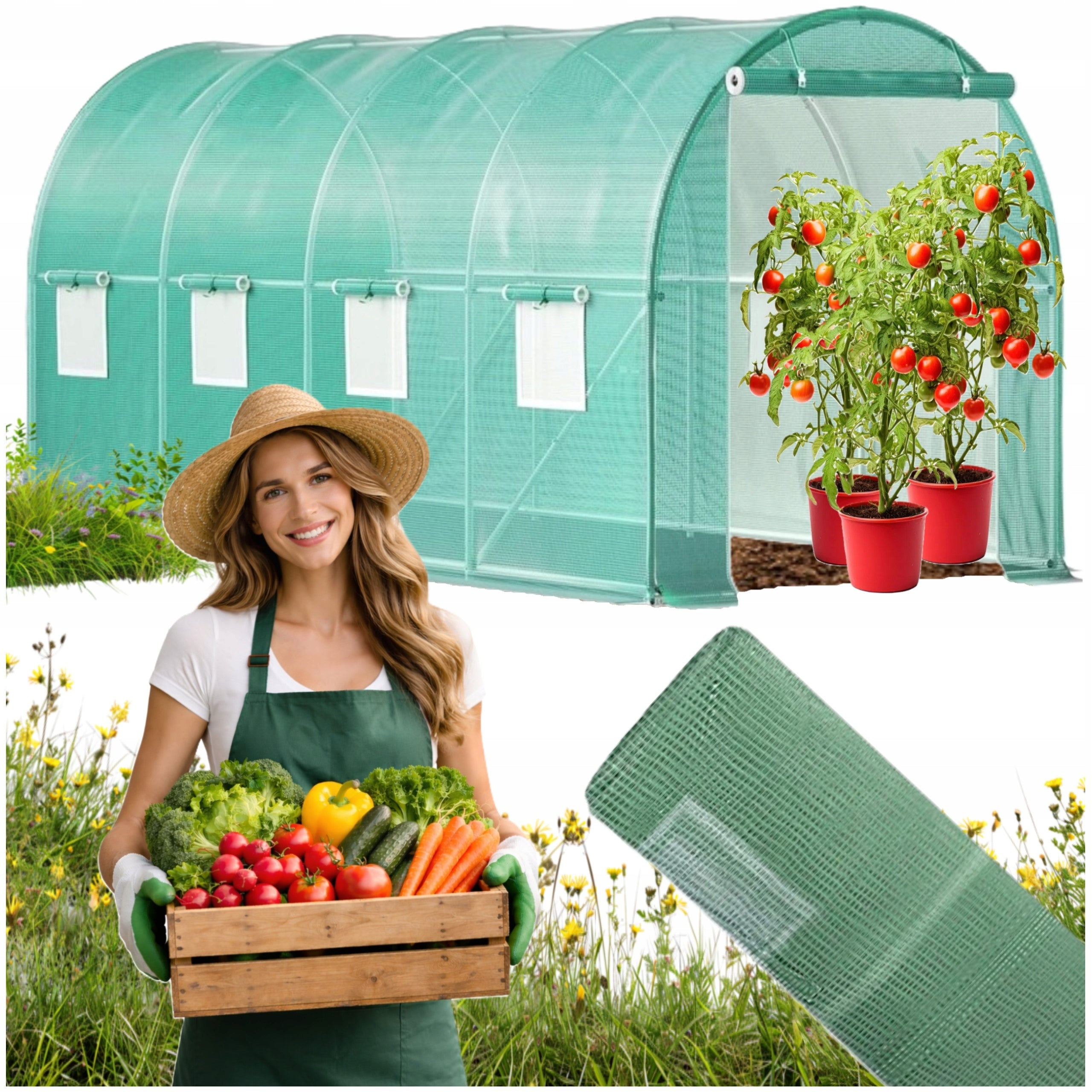 REPLACEMENT FILM FOR GARDEN FOIL TUNNEL green UV COVERING window 4x2,5x2m