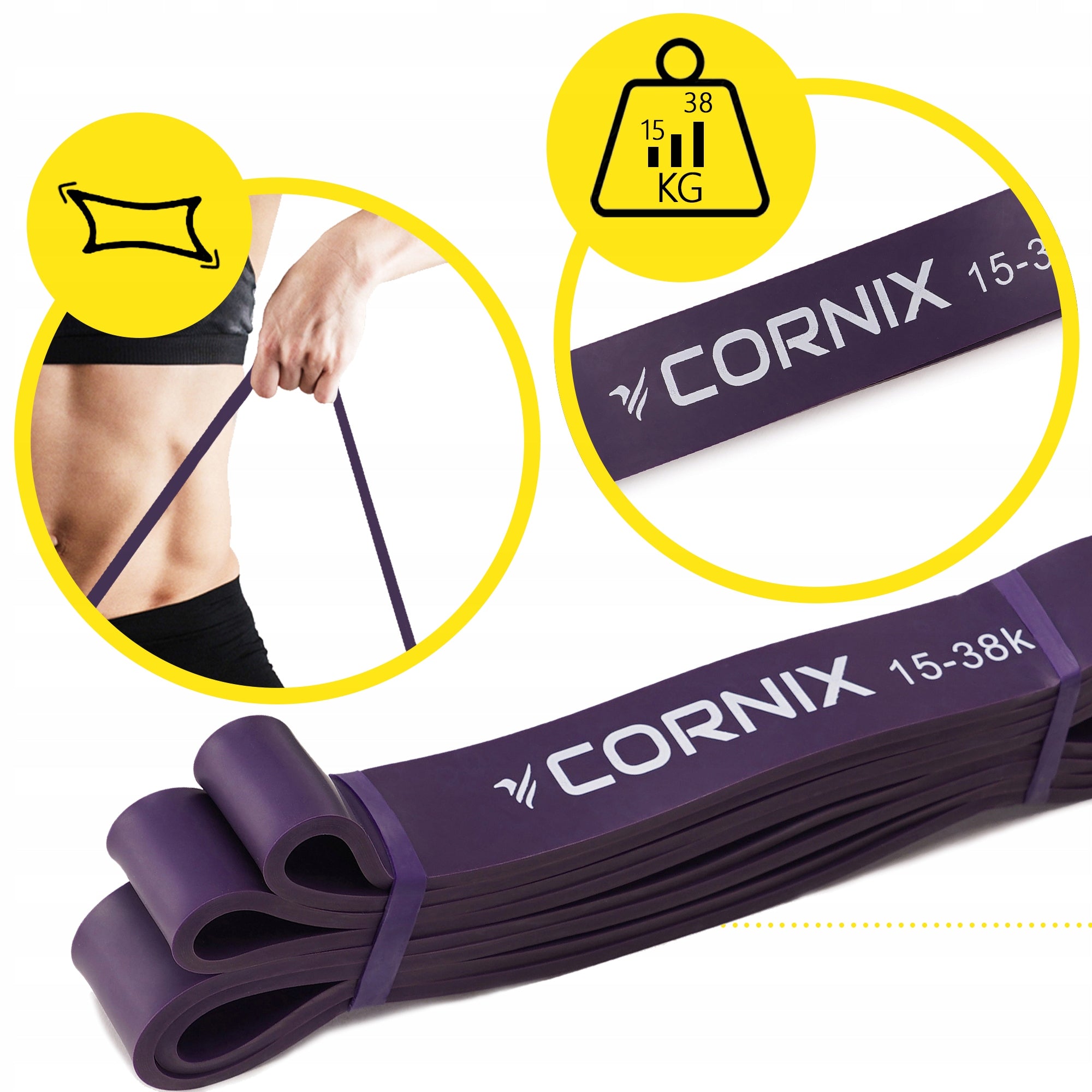 RESISTANCE RUBBER CORNIX POWER BAND 15-38 KG STRONG TAPE FOR STRENGTH TRAINING Brand Cornix