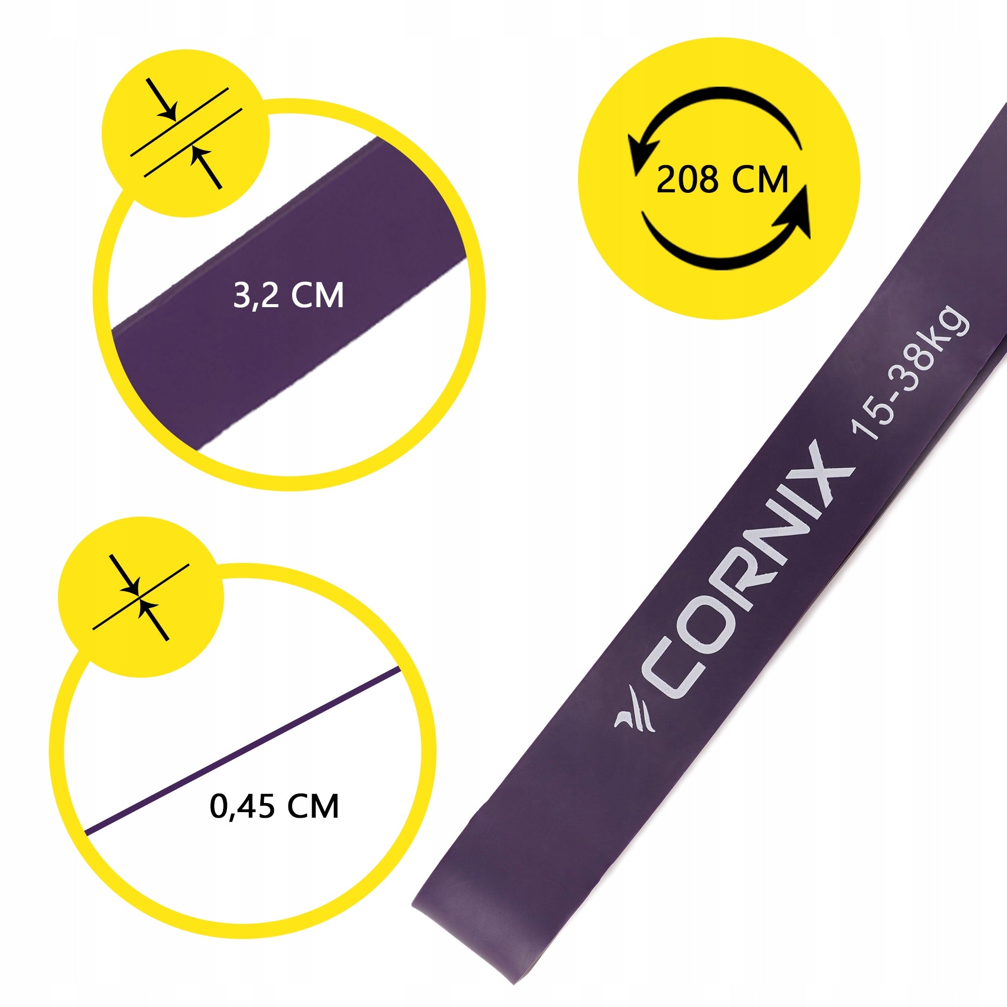 RESISTANCE RUBBER CORNIX POWER BAND 15-38 KG STRONG TAPE FOR STRENGTH TRAINING Model CORNIX POWER BAND 32 mm XR-0060
