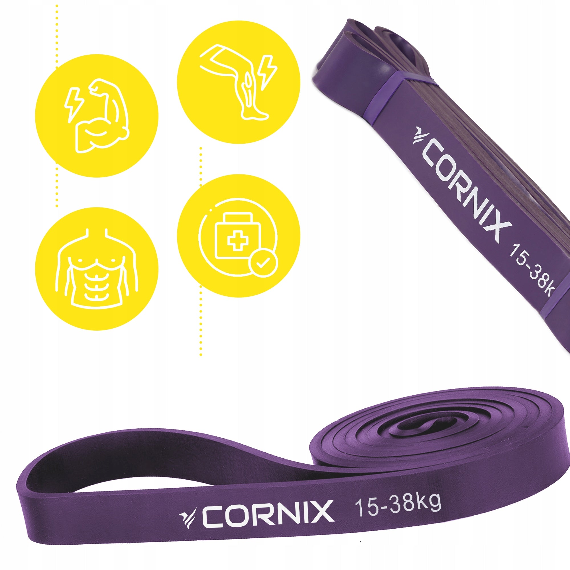 RESISTANCE RUBBER CORNIX POWER BAND 15-38 KG STRONG TAPE FOR STRENGTH TRAINING Width 32 mm