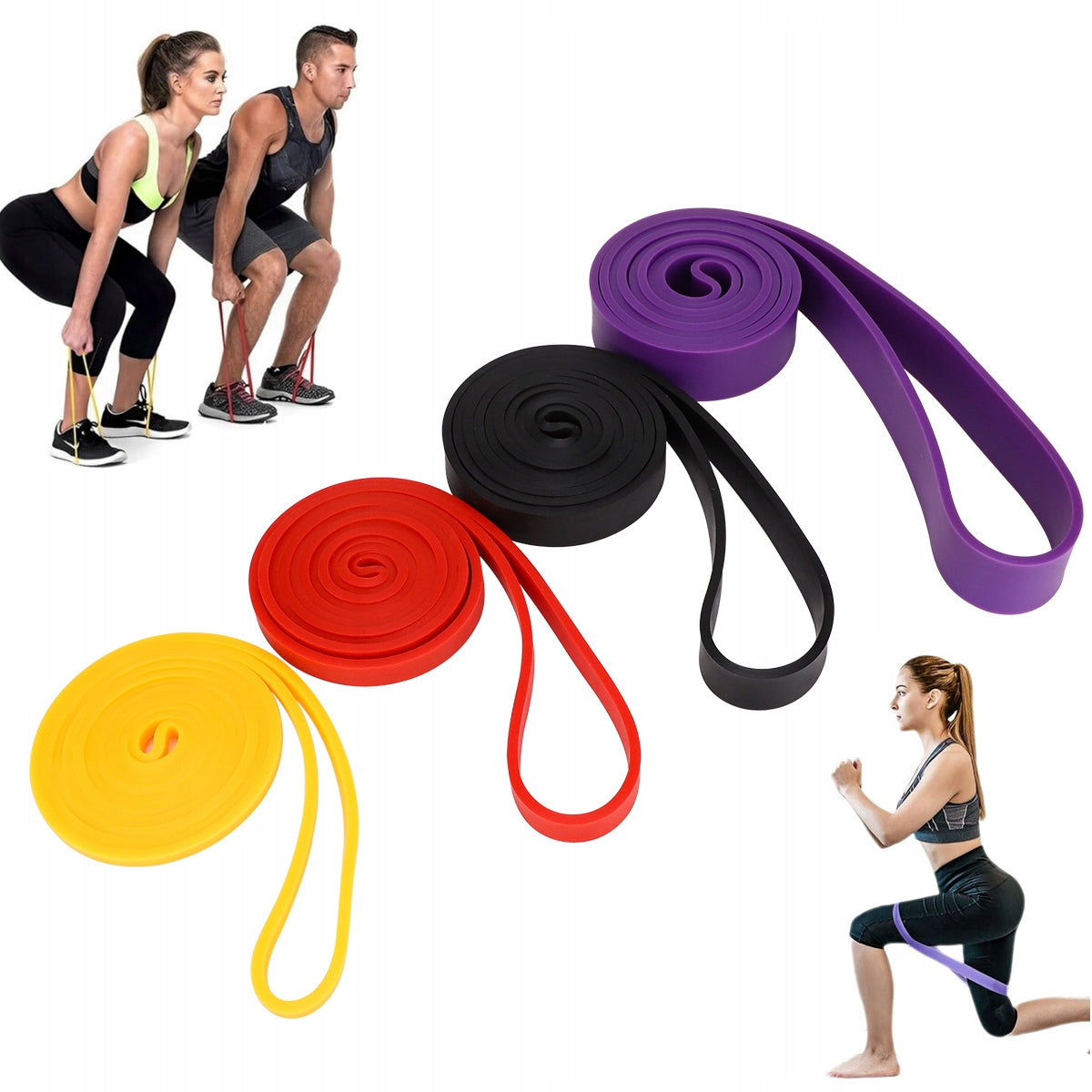 RESISTANCE RUBBER EXERCISE RUBBER POWER band SET OF 4 GUM 15-85LBS