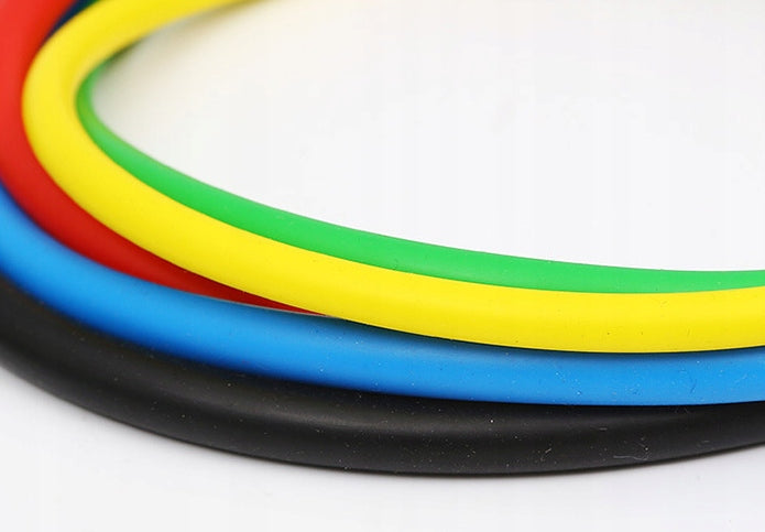 RESISTANCE RUBBER EXERCISE RUBBER SET OF 5 RUBBERS 4,6-68,2KG + HANDLES EXPANDER Packaging status original