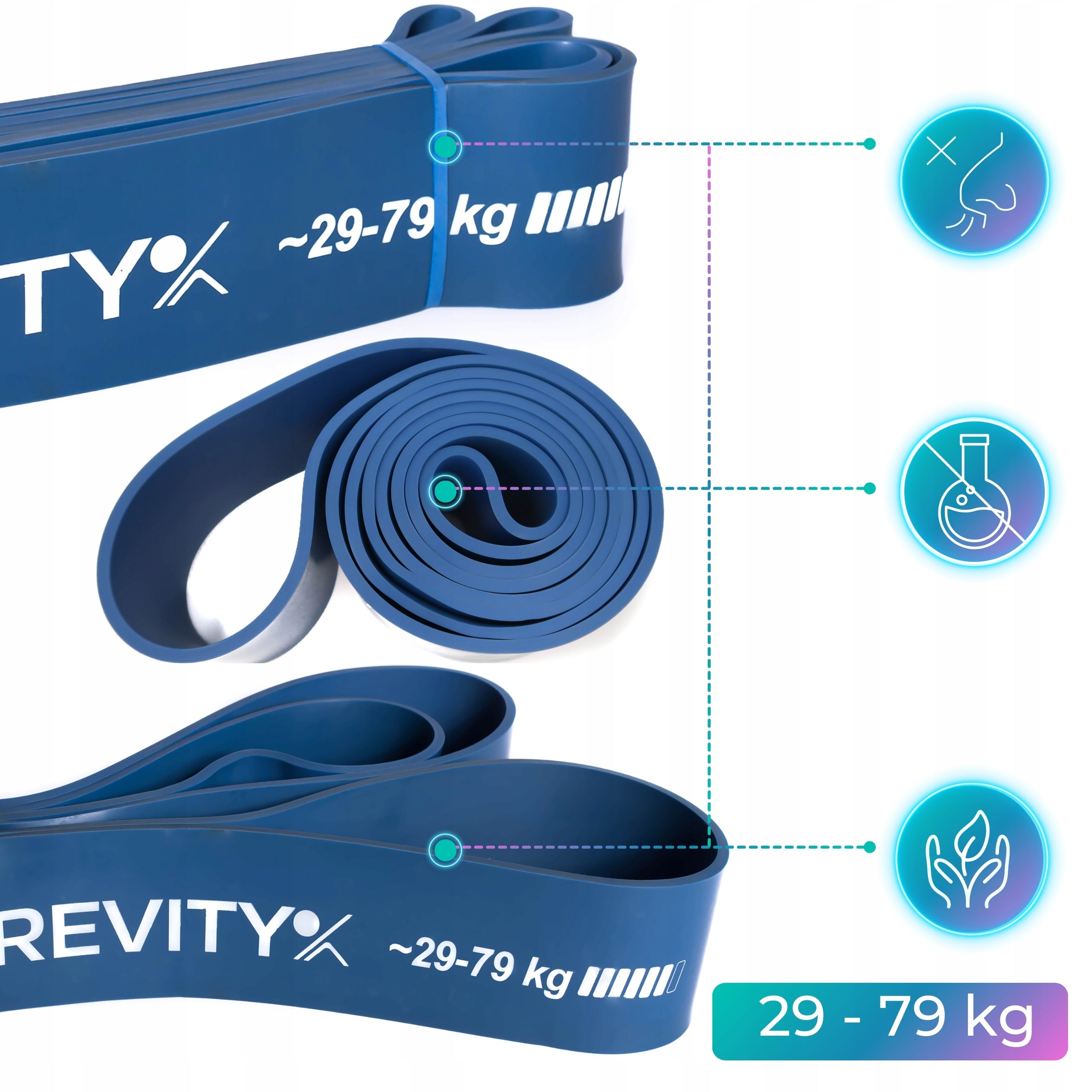 RESISTANCE RUBBER FOR PULL-UP EXERCISES PREMIUM 29-79 kg Brand Revity