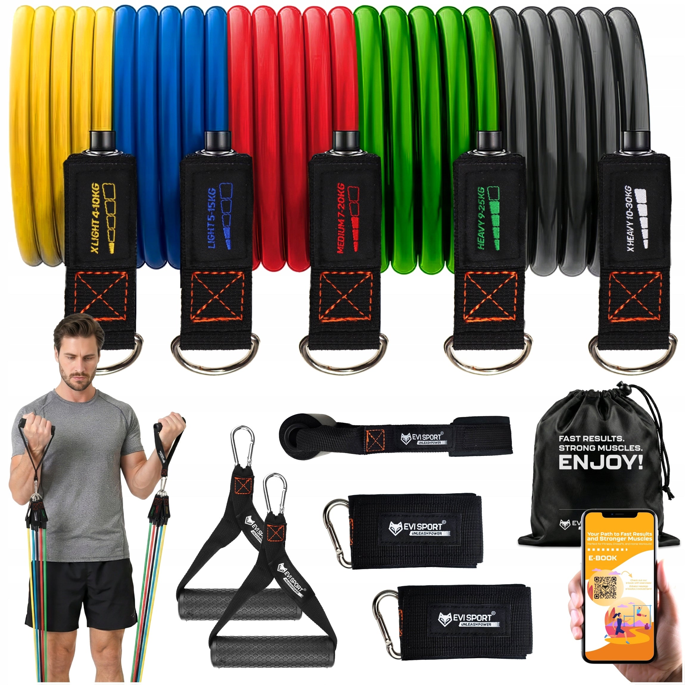 RESISTANCE RUBBERS EXPANDER FOR EXERCISE SET OF 5 RUBBER FITNESS GYM BANDS 100kg