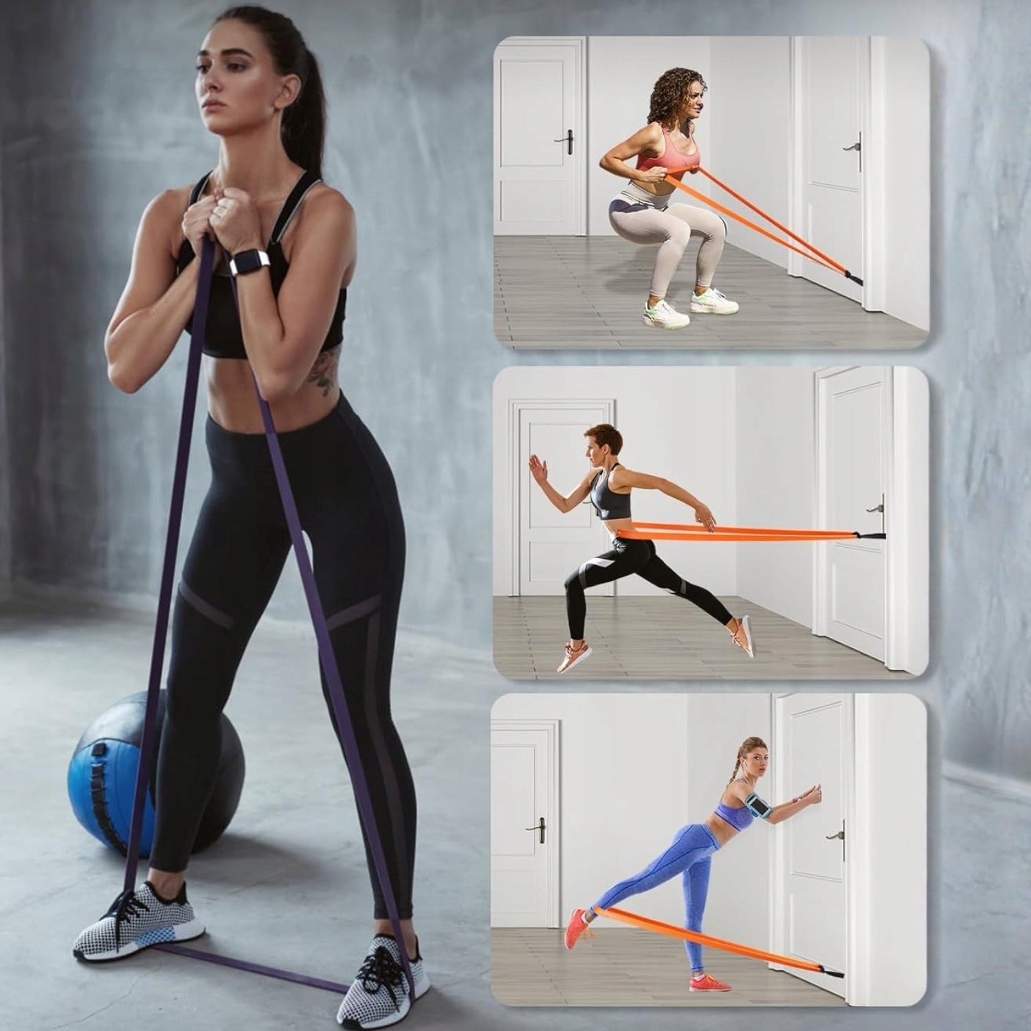 RESISTANCE RUBBERS FOR EXERCISE FITNESS GYM CROSS SET OF 3 BANDS Width 20 mm