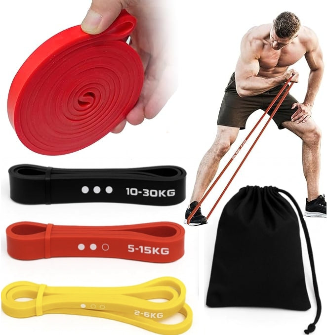 RESISTANCE RUBBERS FOR EXERCISE FITNESS TRAINING TAPE SET CROSSFIT WORKOUT 3