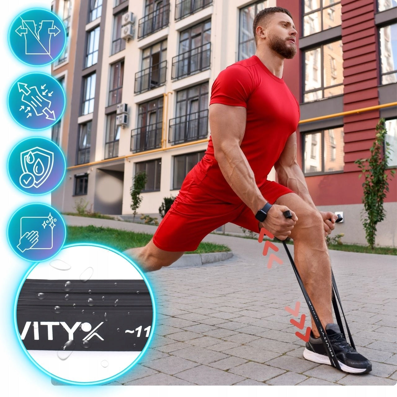 RESISTANCE RUBBERS FOR EXERCISE POWER BANDS FOR PULL-UP CROSSFIT HIGH QUALITY Model Guma oporowa 3-57 kg zestaw + woreczek