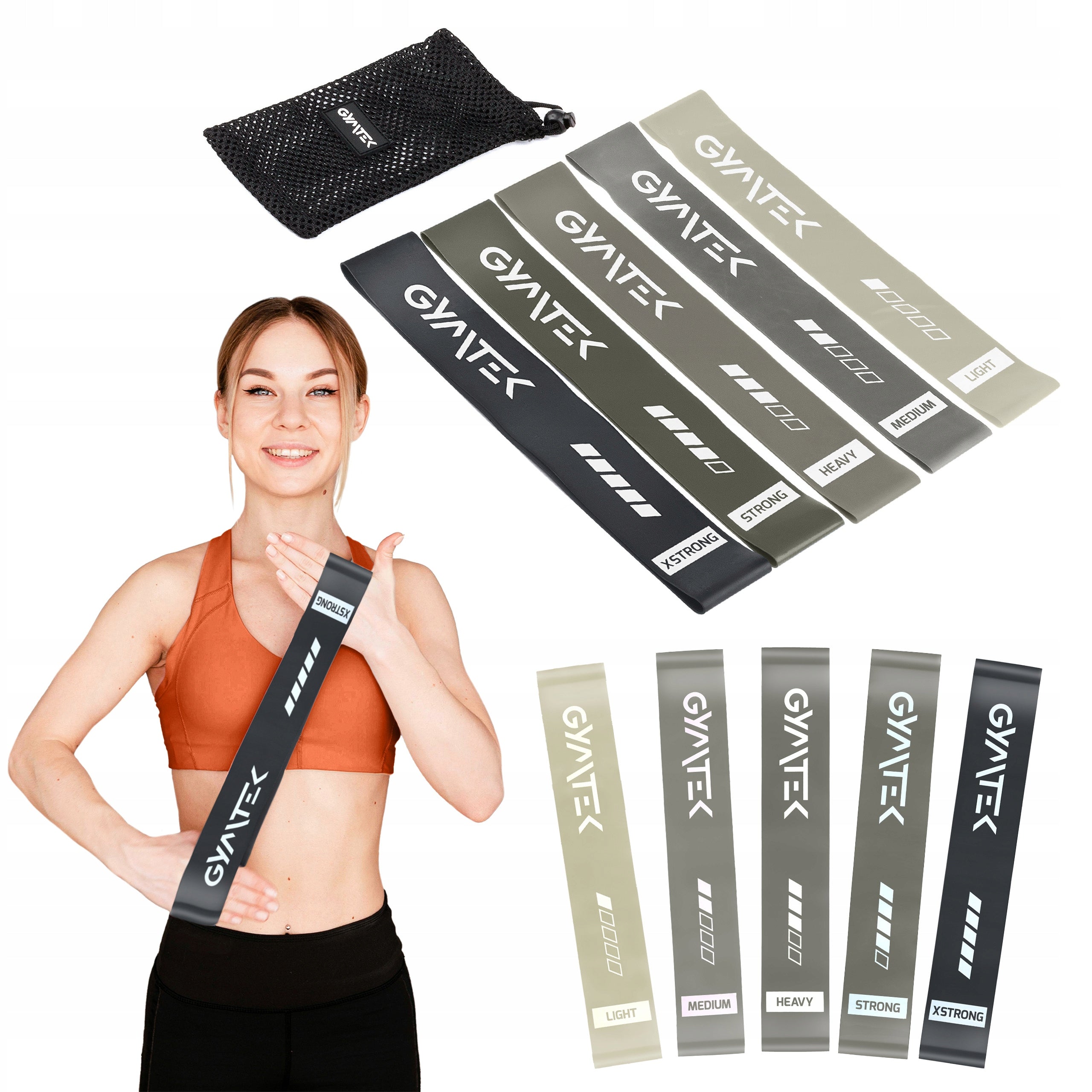 RESISTANCE RUBBERS FOR EXERCISE SET OF RESISTANCE RUBBERS MINI BAND 0,5-30KG 5PCS GYMTEK