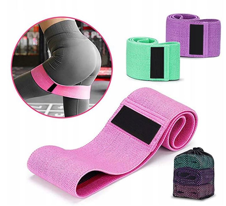 RESISTANCE RUBBERS FOR EXERCISE Set of 3 Material Tapes with Case 80x76cm Length 80 cm
