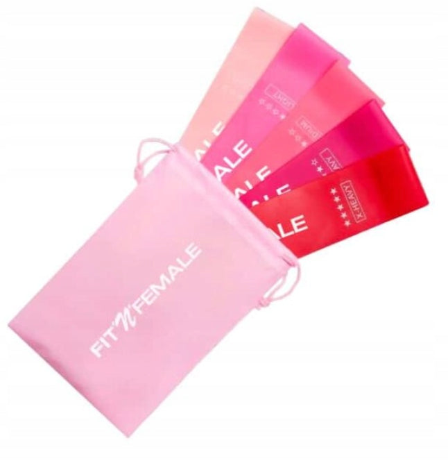 RESISTANCE RUBBERS ROSE EXERCISE TAPE FITNESS SET 5 PIECES