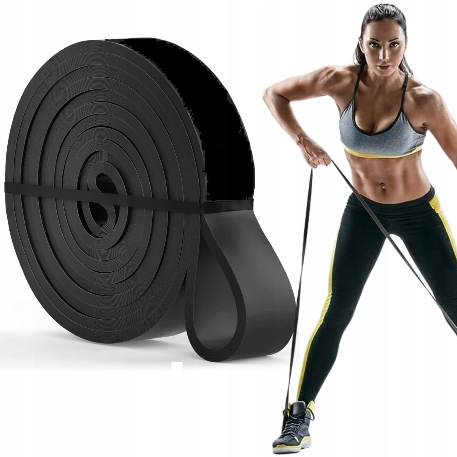 RESISTANCE STRETCHING RUBBER TAPE Black 30-80kg Ultra Heavy