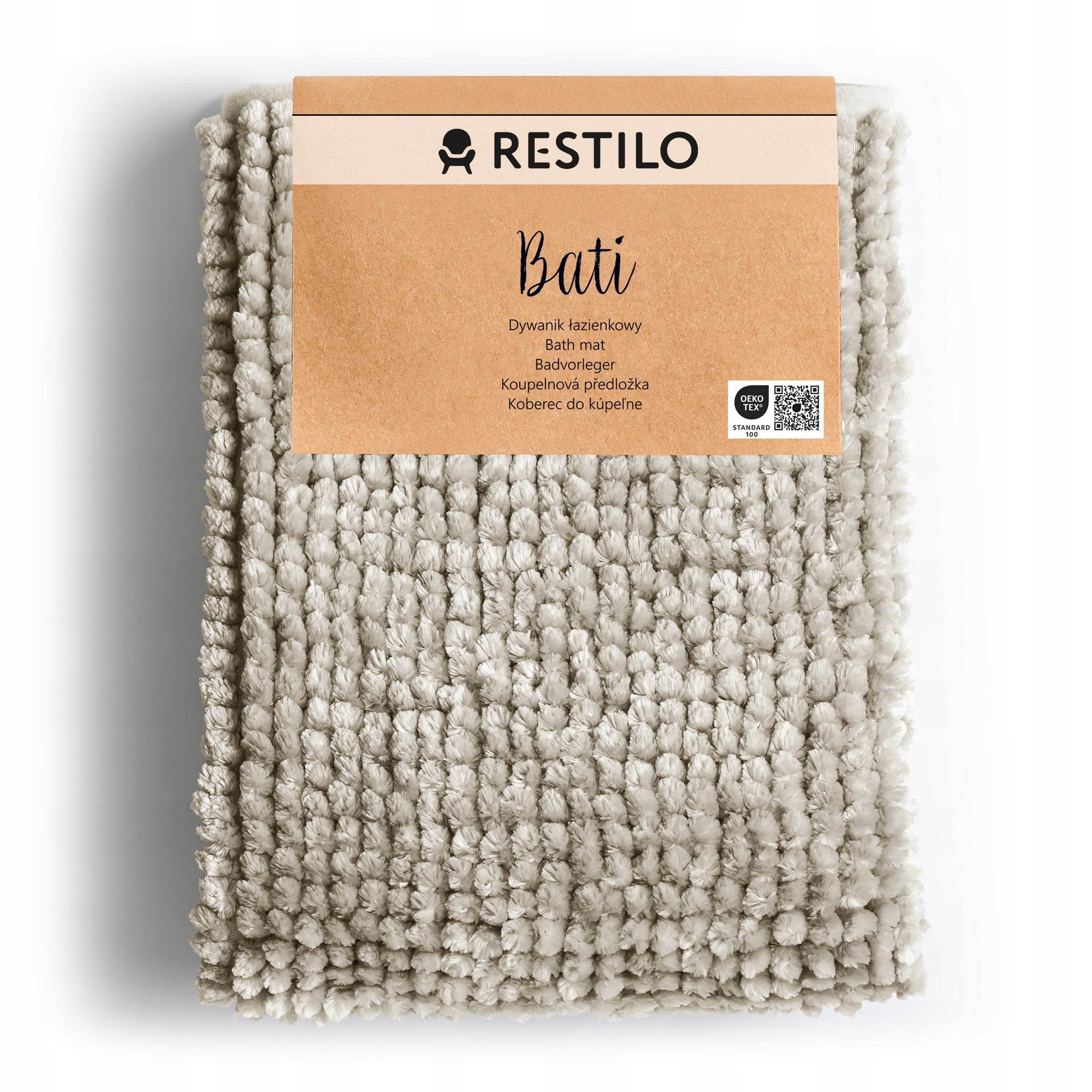 RESTILO Bathroom Rug Non-Slip Chenille Shaggy 50X70 Beige