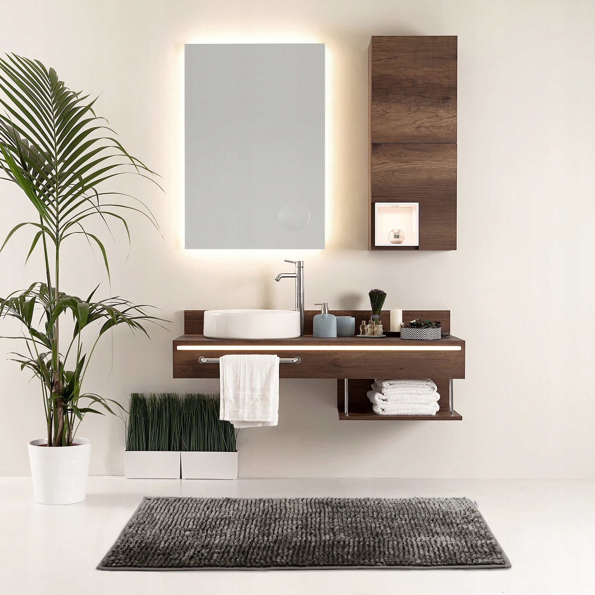 RESTILO Bathroom Rug Non-Slip Chenille Shaggy 50X70 Steel Brand Restilo