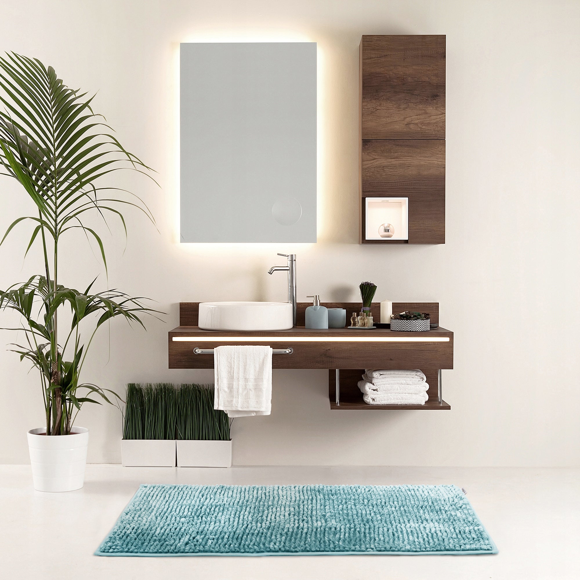 RESTILO Bathroom Rug Non-Slip Chenille Shaggy 50X70 Turquoise Brand Restilo