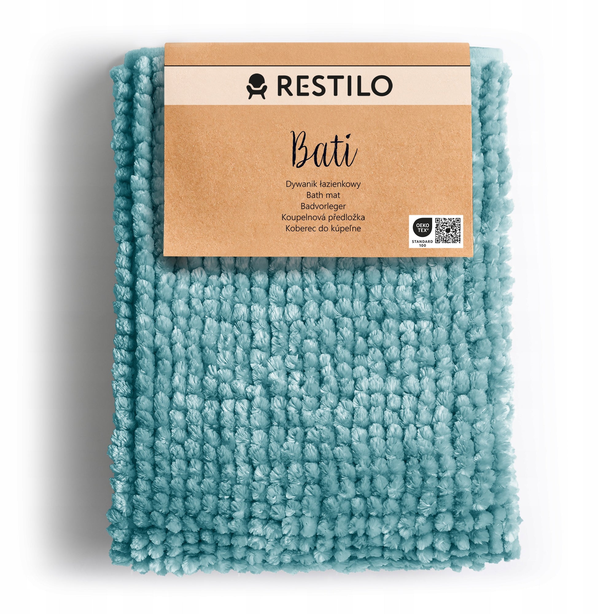RESTILO Bathroom Rug Non-Slip Chenille Shaggy 50X70 Turquoise