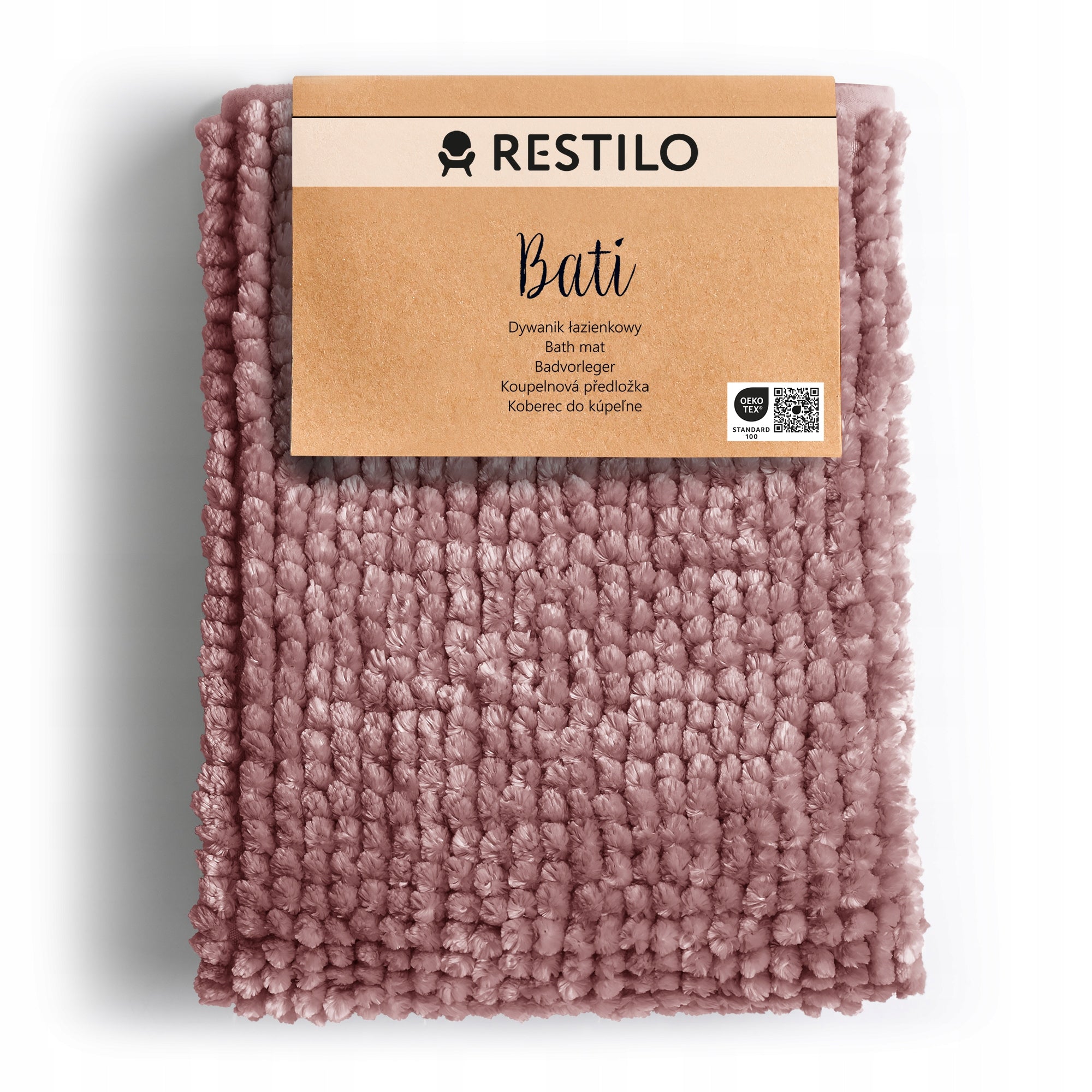 RESTILO Bathroom Rug Non-Slip Chenille Shaggy 60X90 Pink