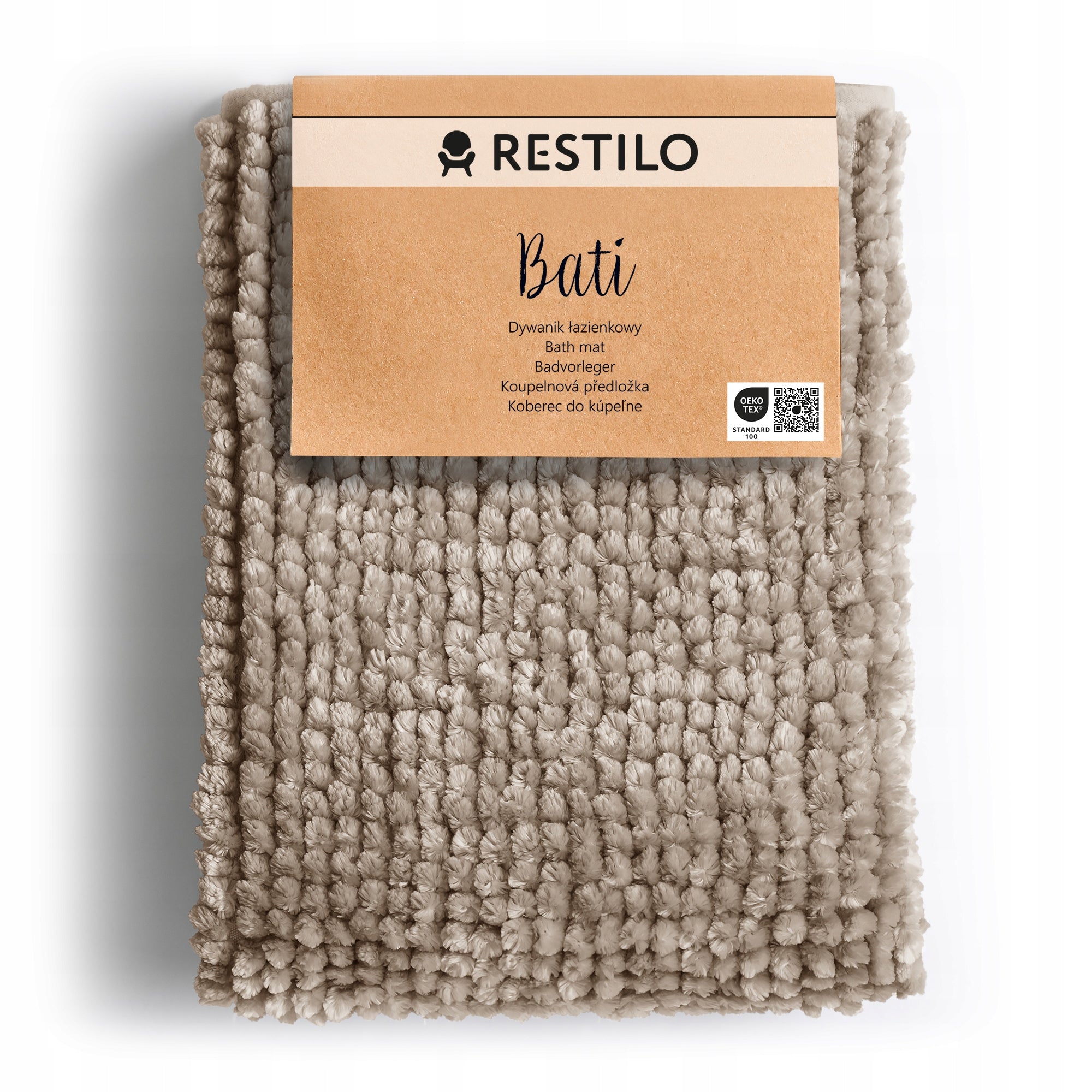 RESTILO Bathroom Rug Non-Slip Chenille Shaggy 70X120 Cappuccin