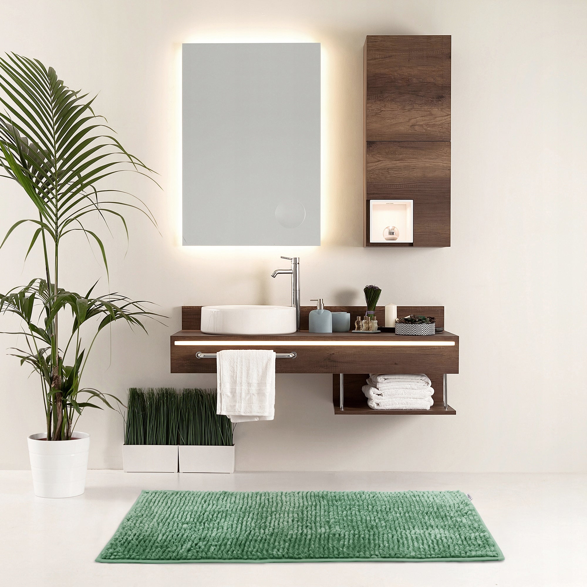 RESTILO Bathroom Rug Non-Slip Chenille Shaggy 70X120 Green Brand Restilo