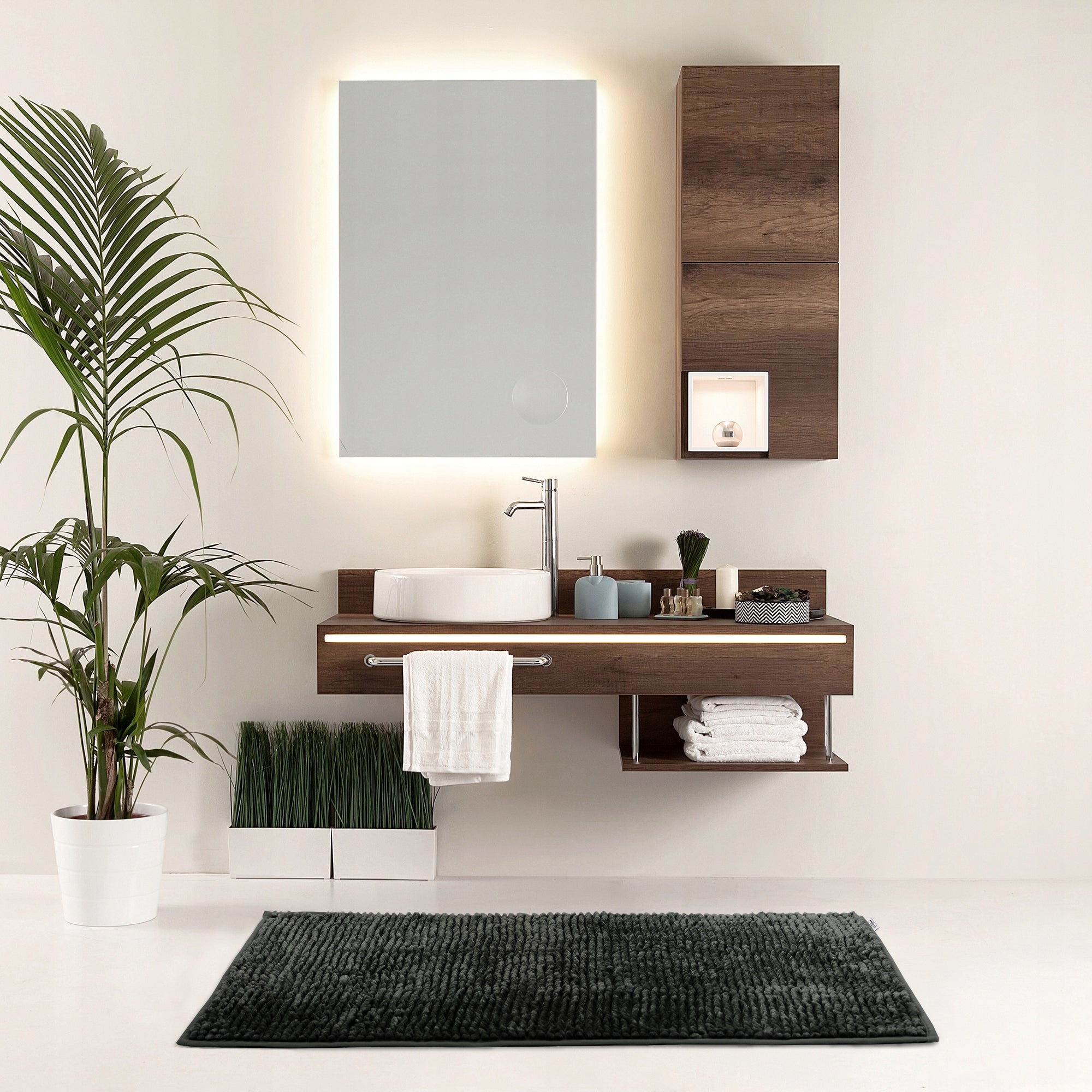 RESTILO Bathroom Rug Non-Slip Chenille Shaggy 70X120 Grey Brand Restilo